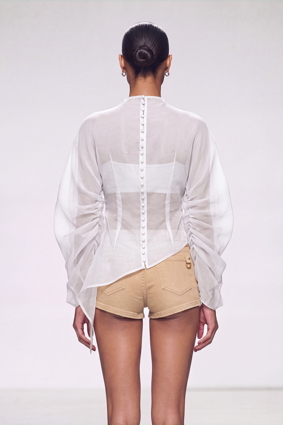 Kayla Mesh Ruch Top In White