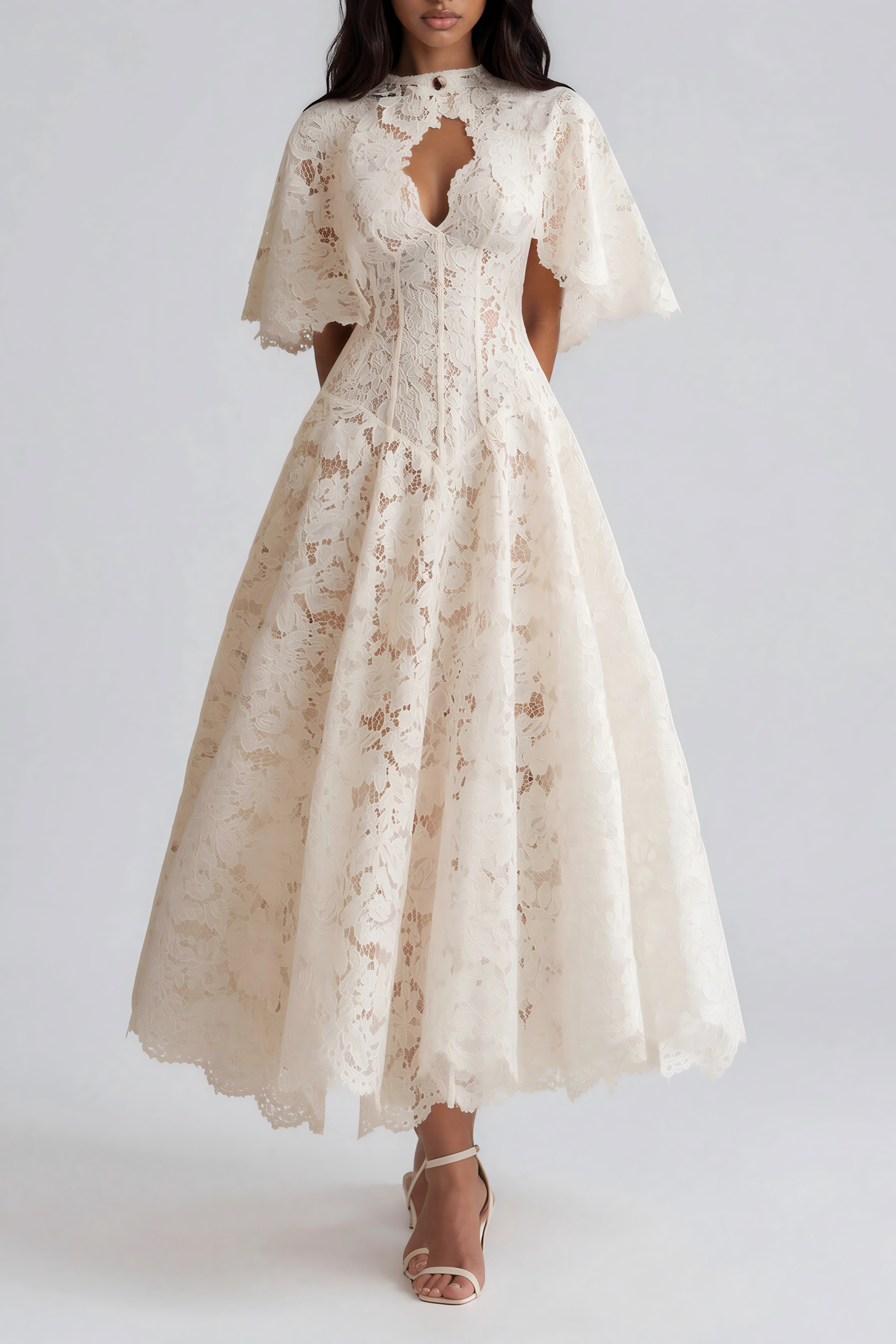 Kayleen Corset Lace Shawl Maxi Dress