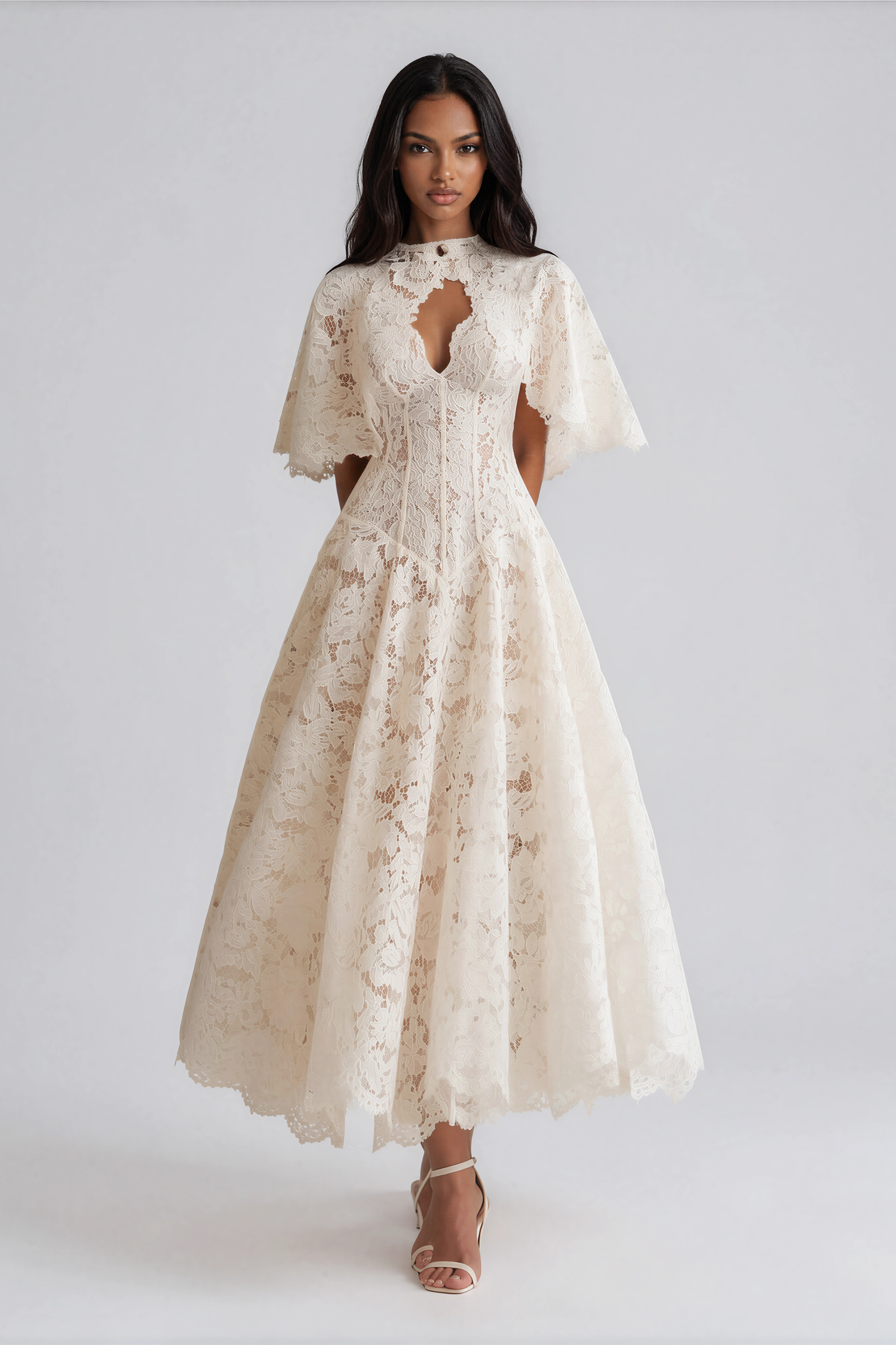 Kayleen Corset Lace Shawl Maxi Dress