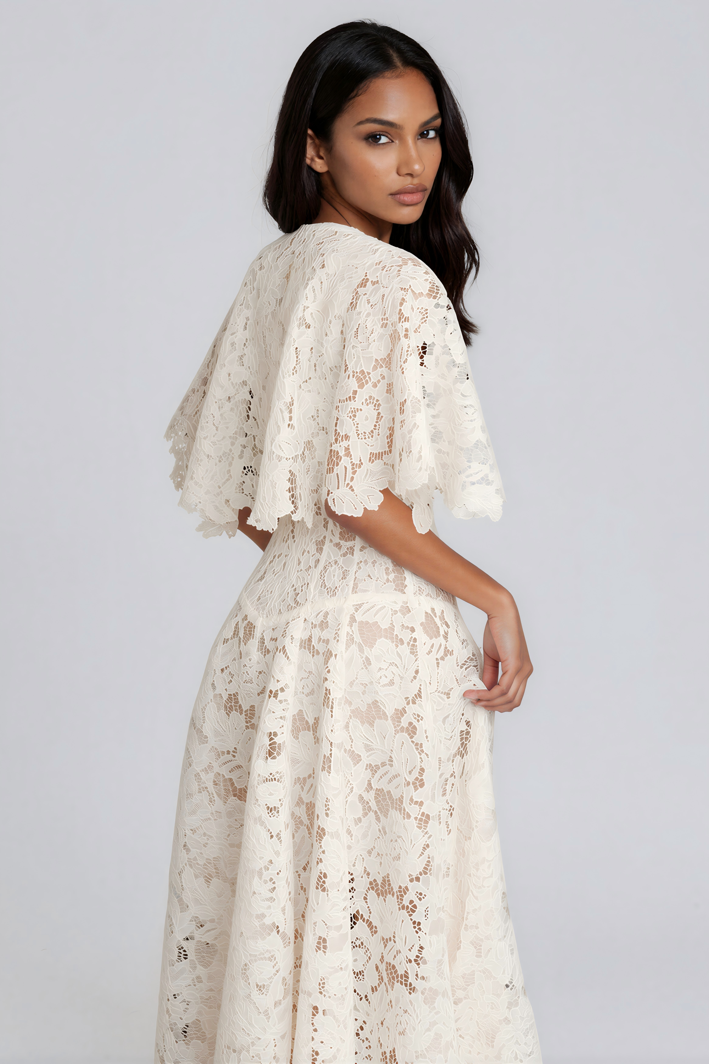 Kayleen Corset Lace Shawl Maxi Dress