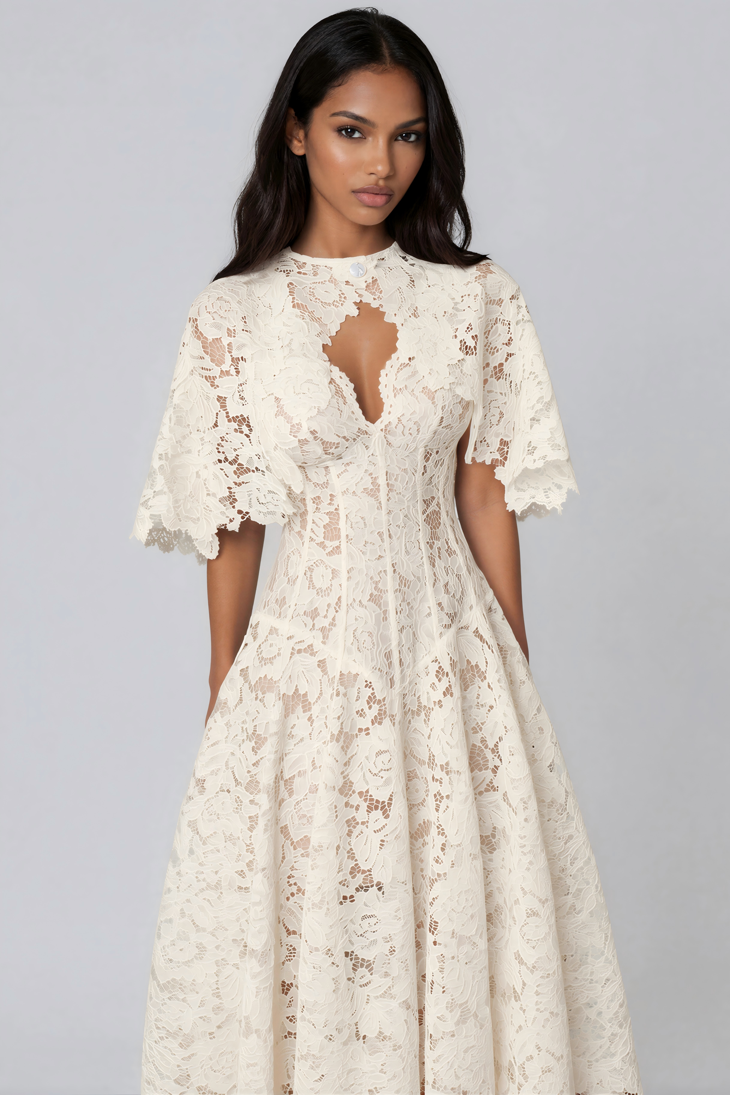 Kayleen Corset Lace Shawl Maxi Dress