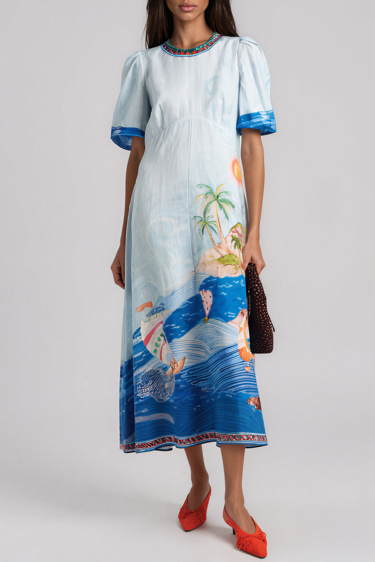 Kaylor Puff Sleeve Print Maxi Dress