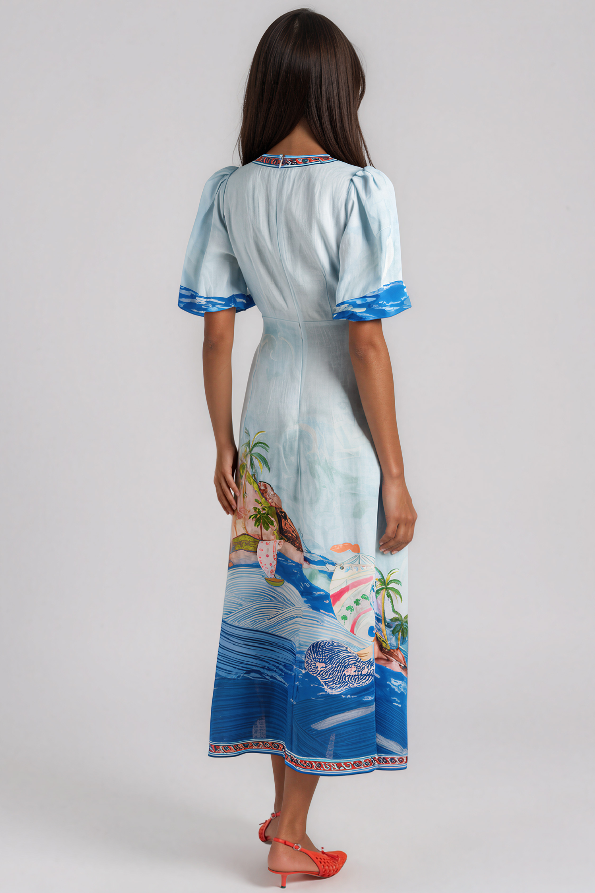 Kaylor Puff Sleeve Print Maxi Dress