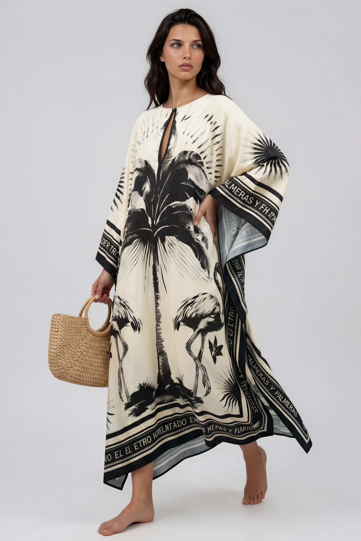 Kayonga Cape Sleeve Print Maxi Dress