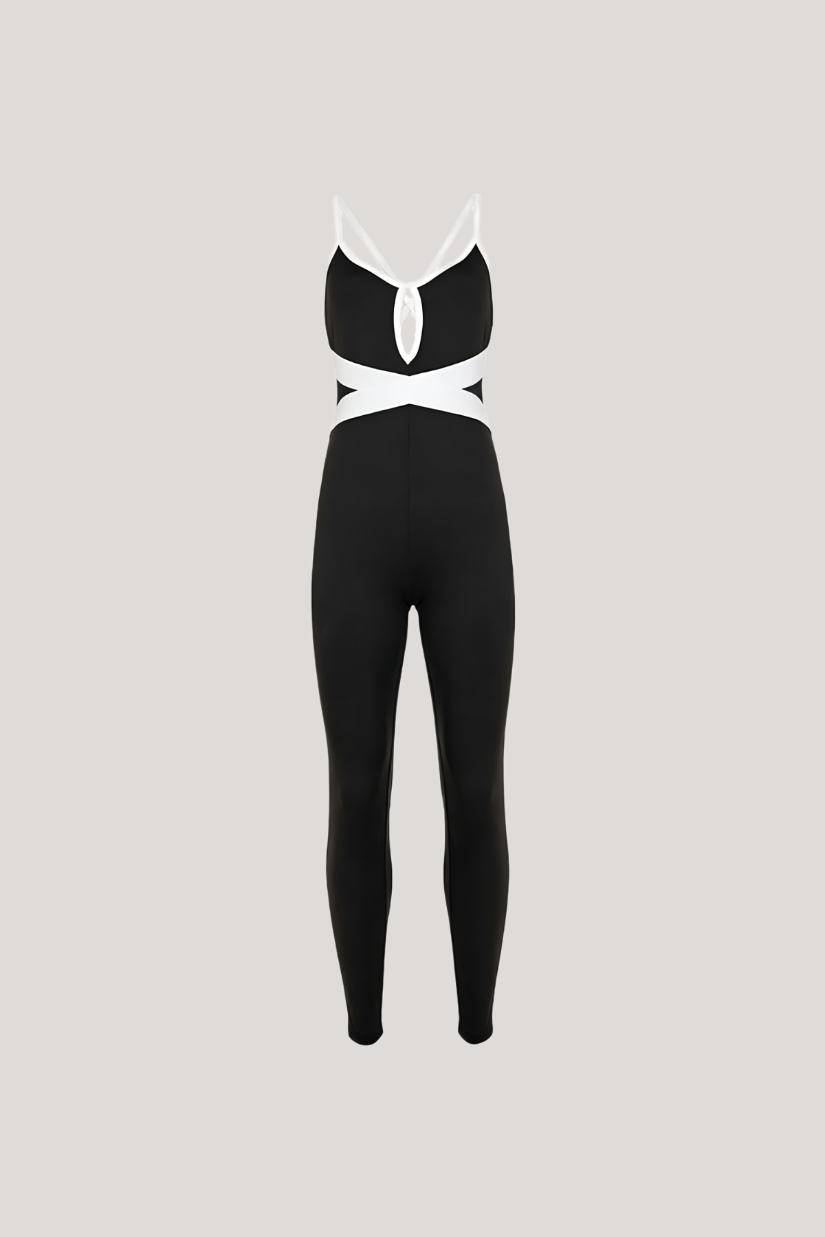 Kayteequa Spaghetti Cutout Colorblock Jumpsuit