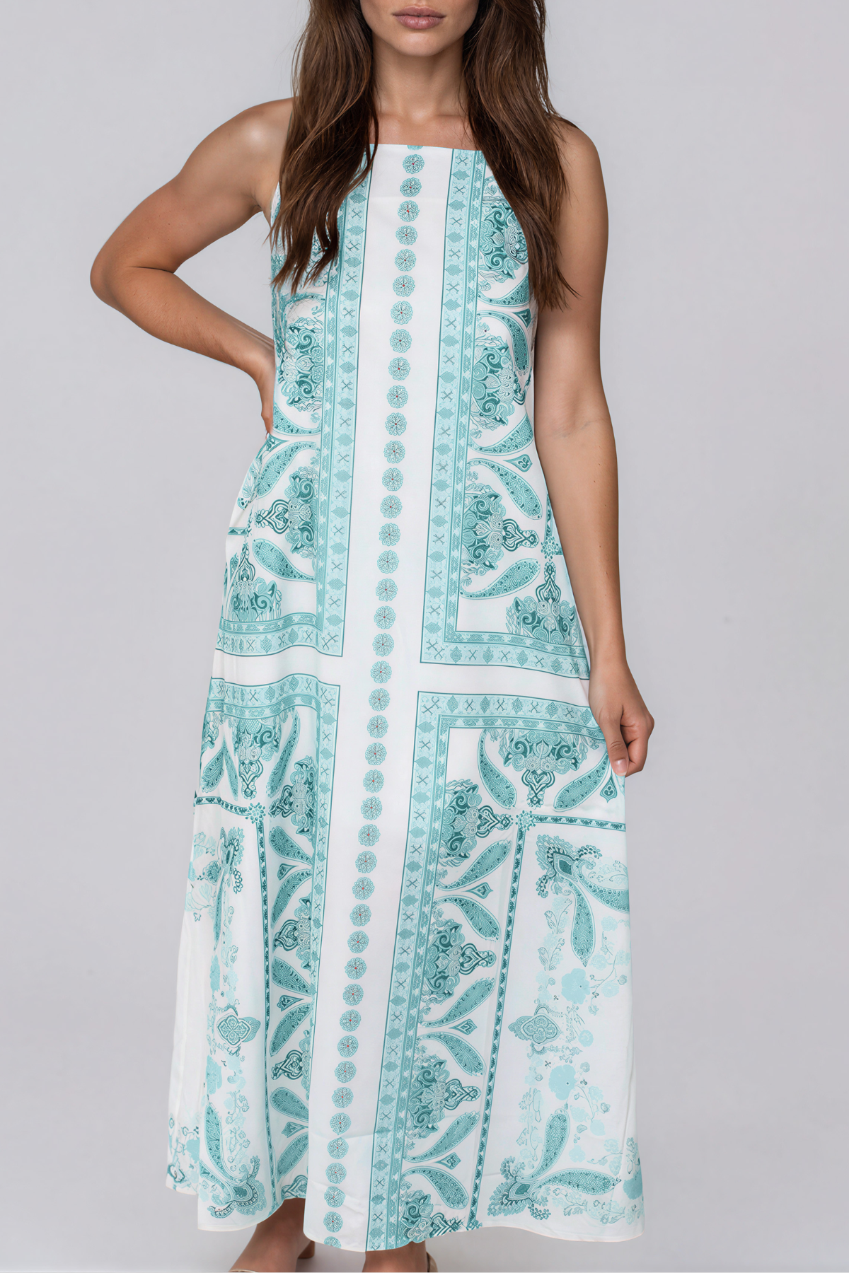 Kazane Spaghetti Floral Maxi Dress