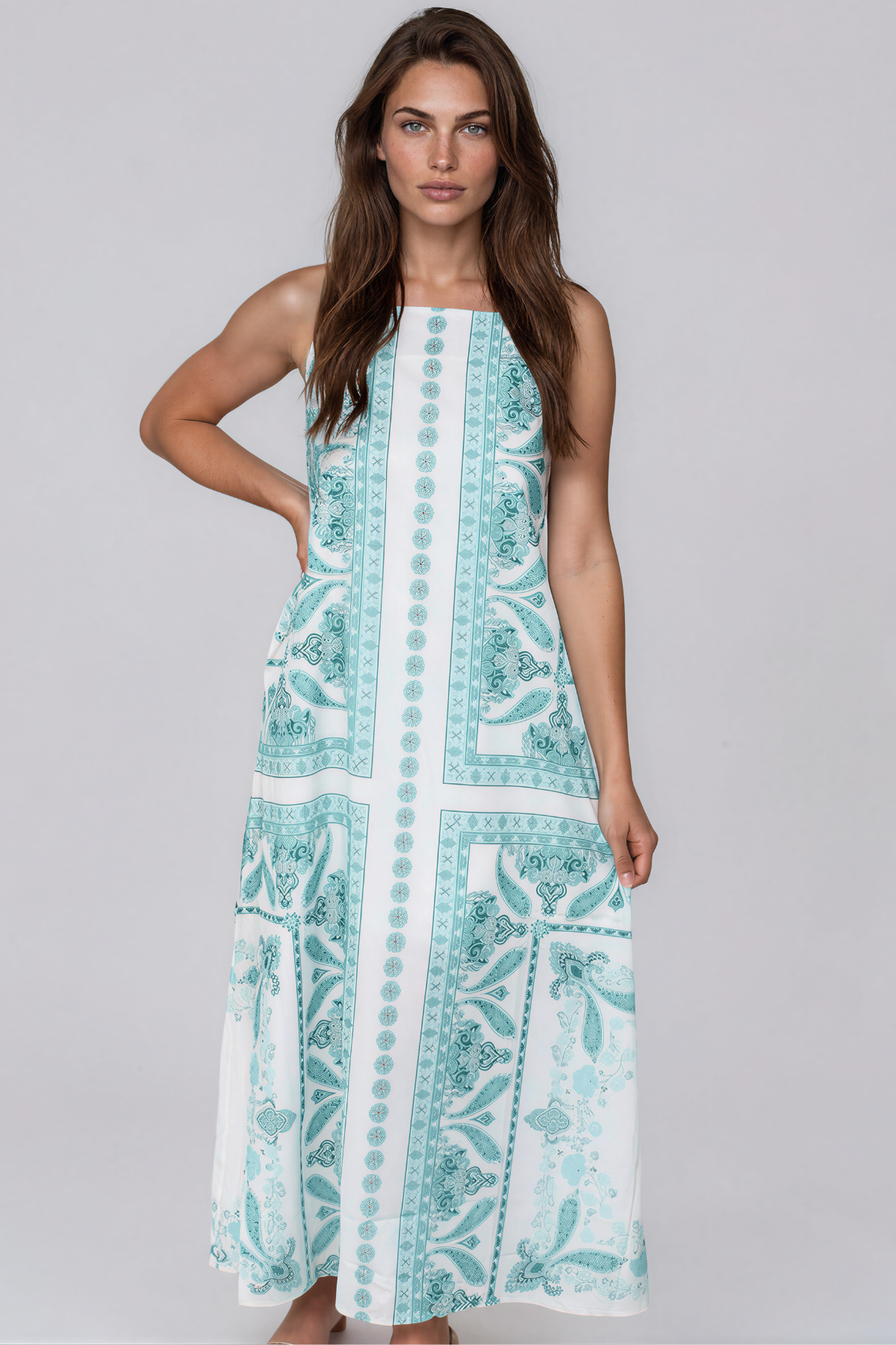Kazane Spaghetti Floral Maxi Dress