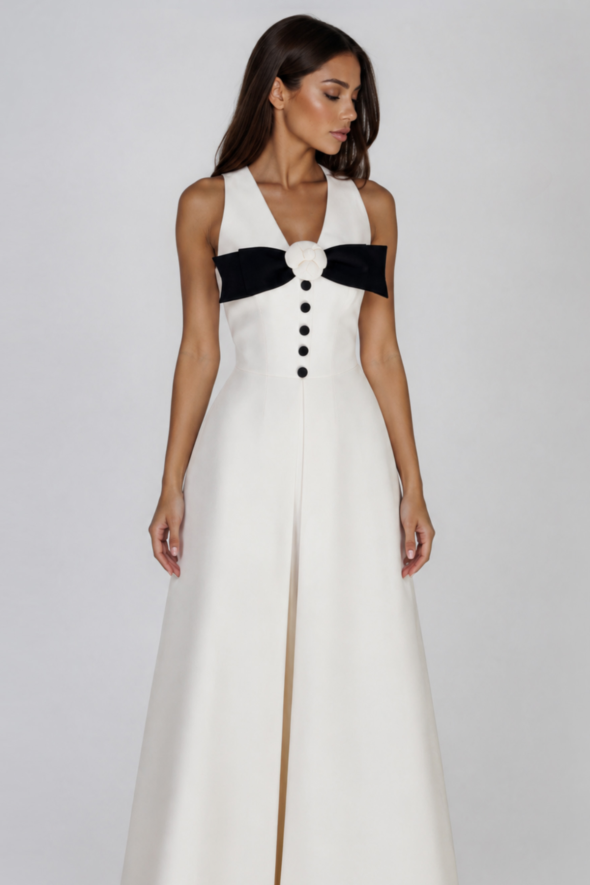 Kazu Sleeveless Bow Flower Maxi Dress