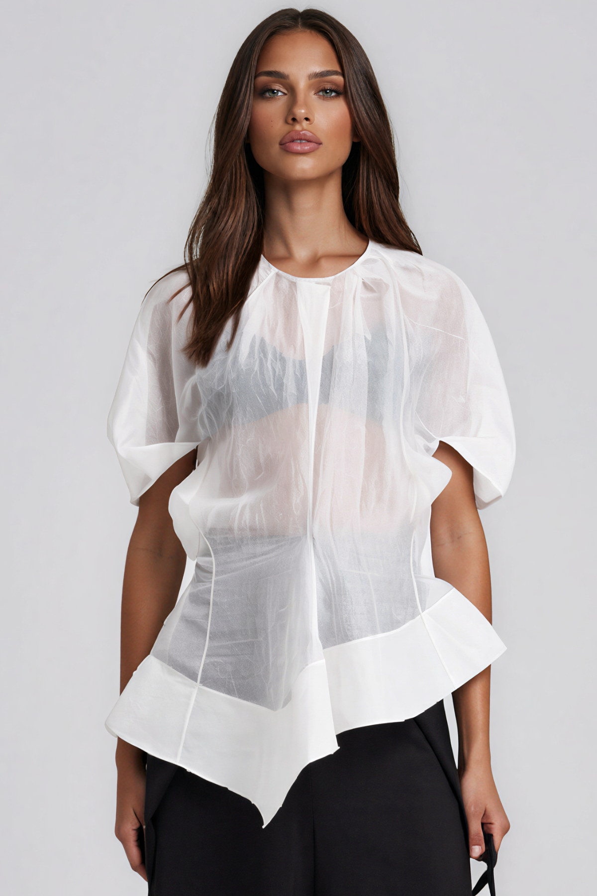 Kazuaki Mesh Asymmetric Top