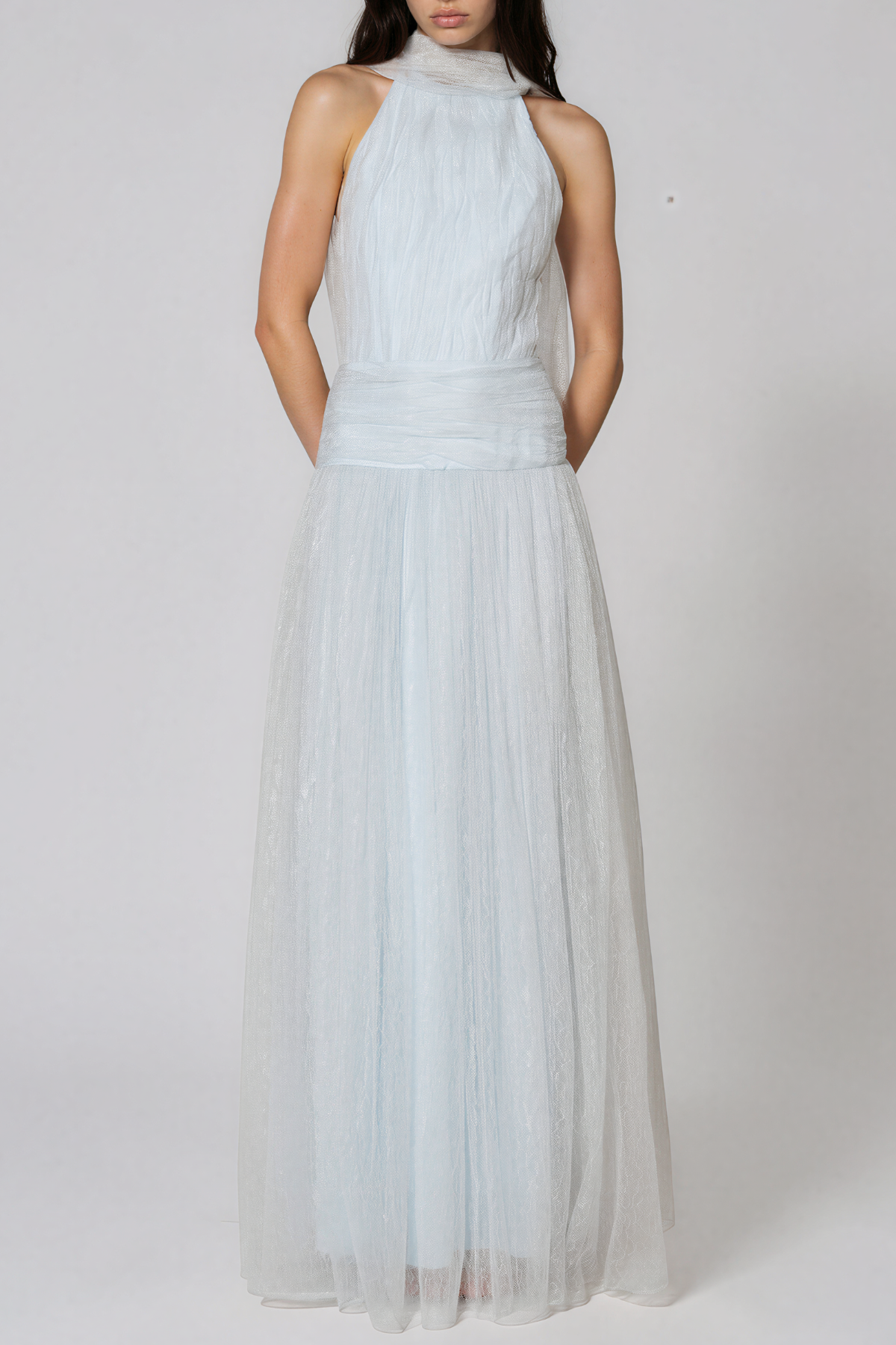 Kazuki Halter Neck Mesh Scarf Maxi Dress