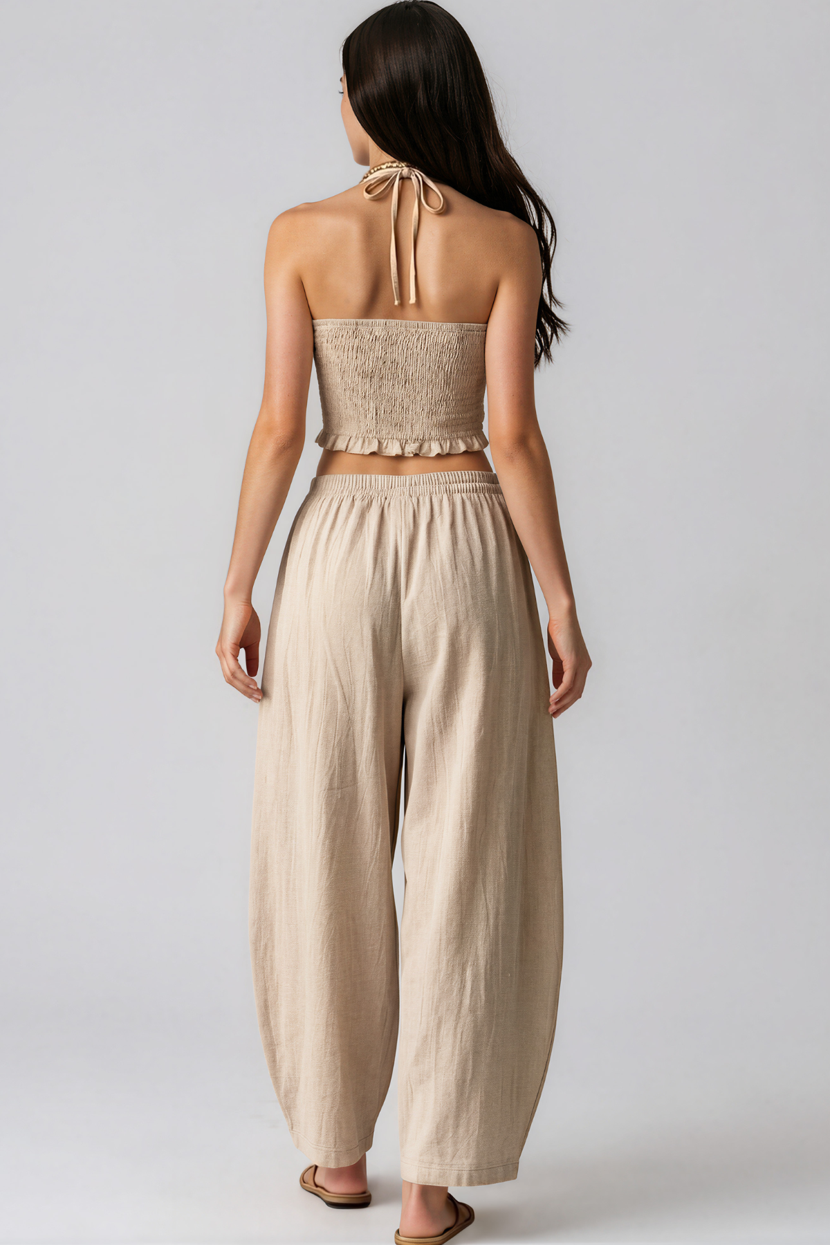 Kazuko Halter Neck Ruch Pants Set