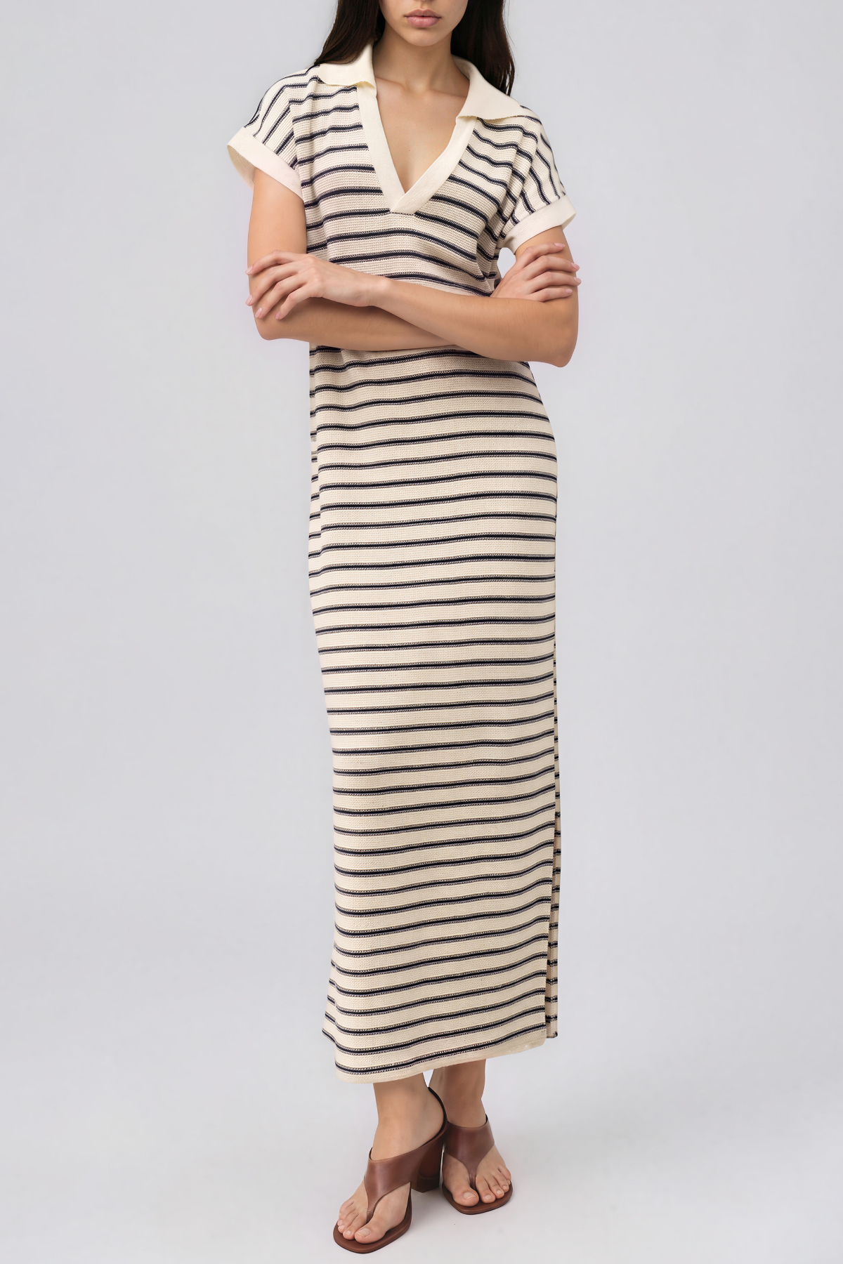 Kazuma V Neck Stripe Maxi Dress