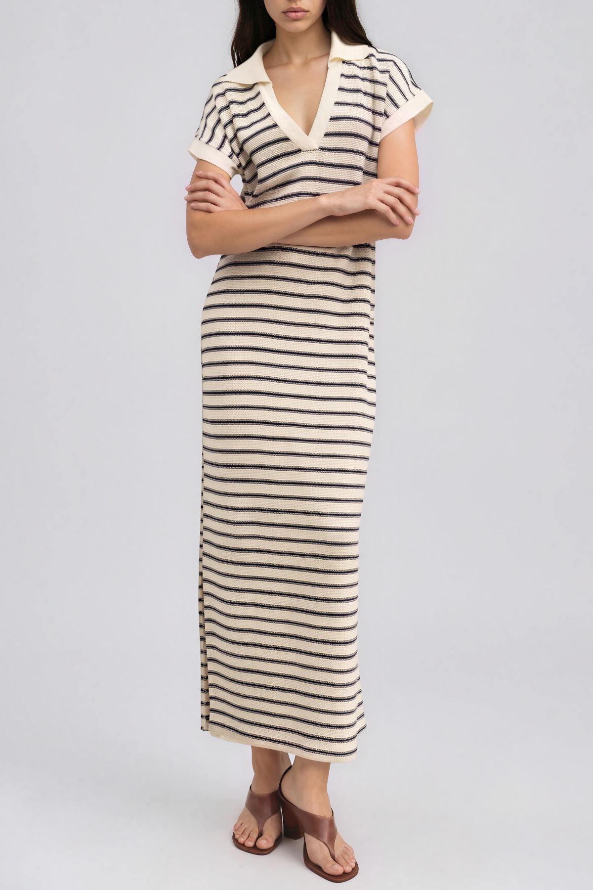 Kazuma V Neck Stripe Maxi Dress
