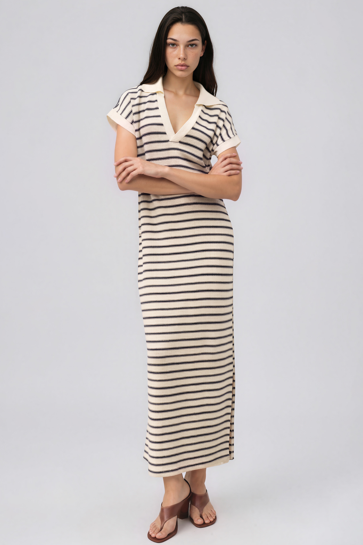 Kazuma V Neck Stripe Maxi Dress