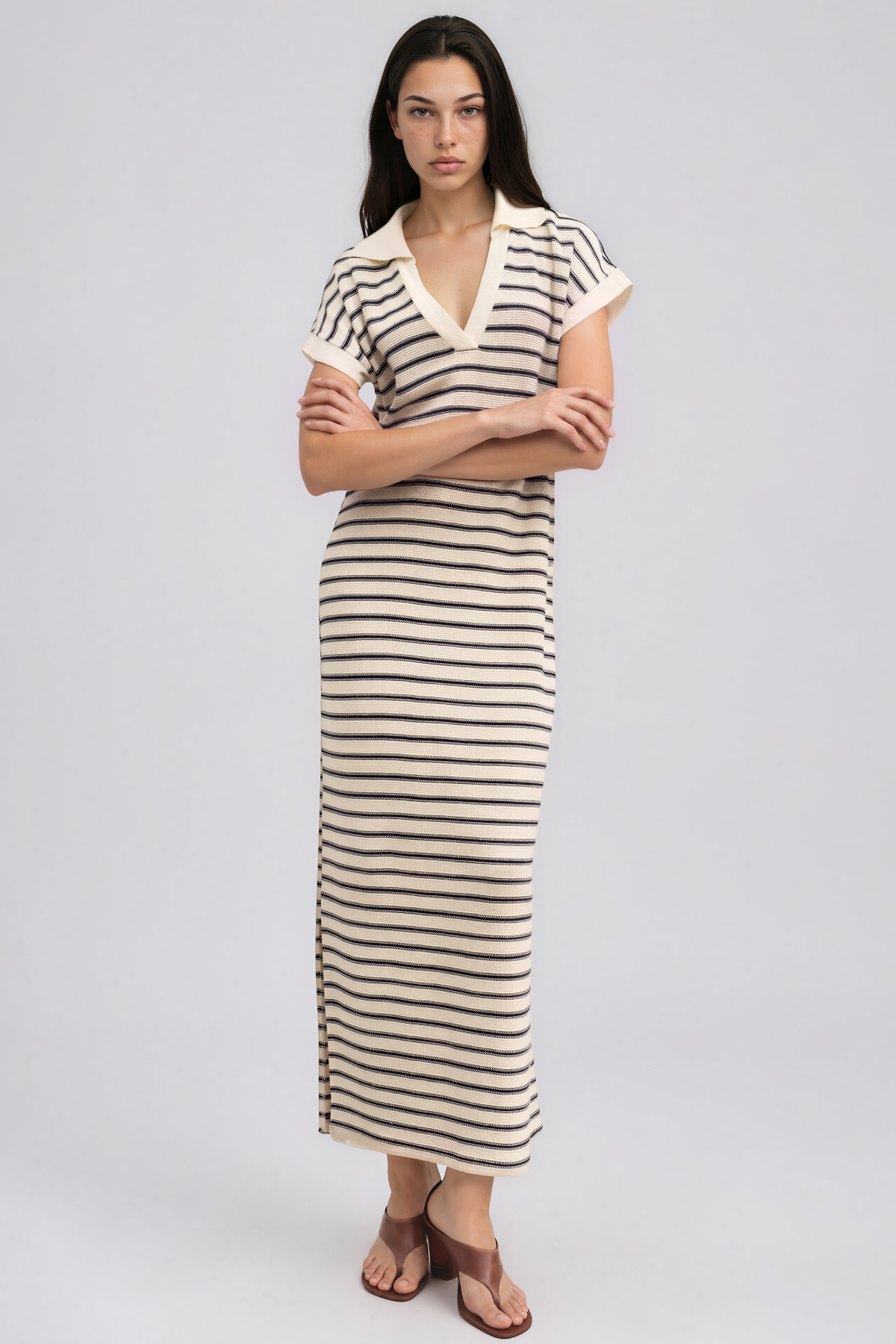 Kazuma V Neck Stripe Maxi Dress