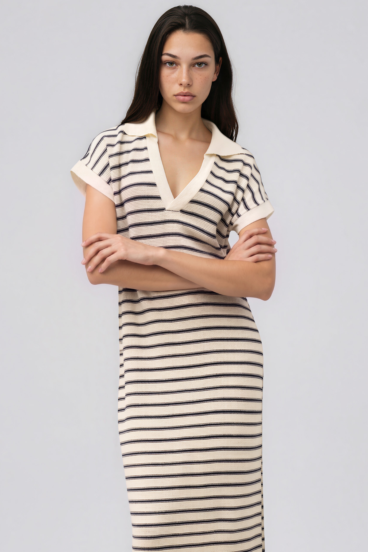 Kazuma V Neck Stripe Maxi Dress