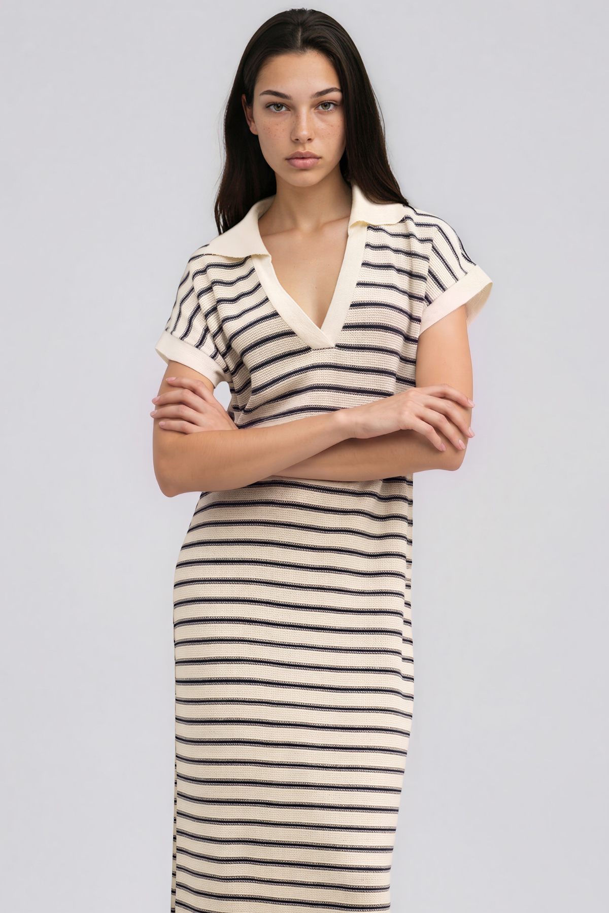 Kazuma V Neck Stripe Maxi Dress
