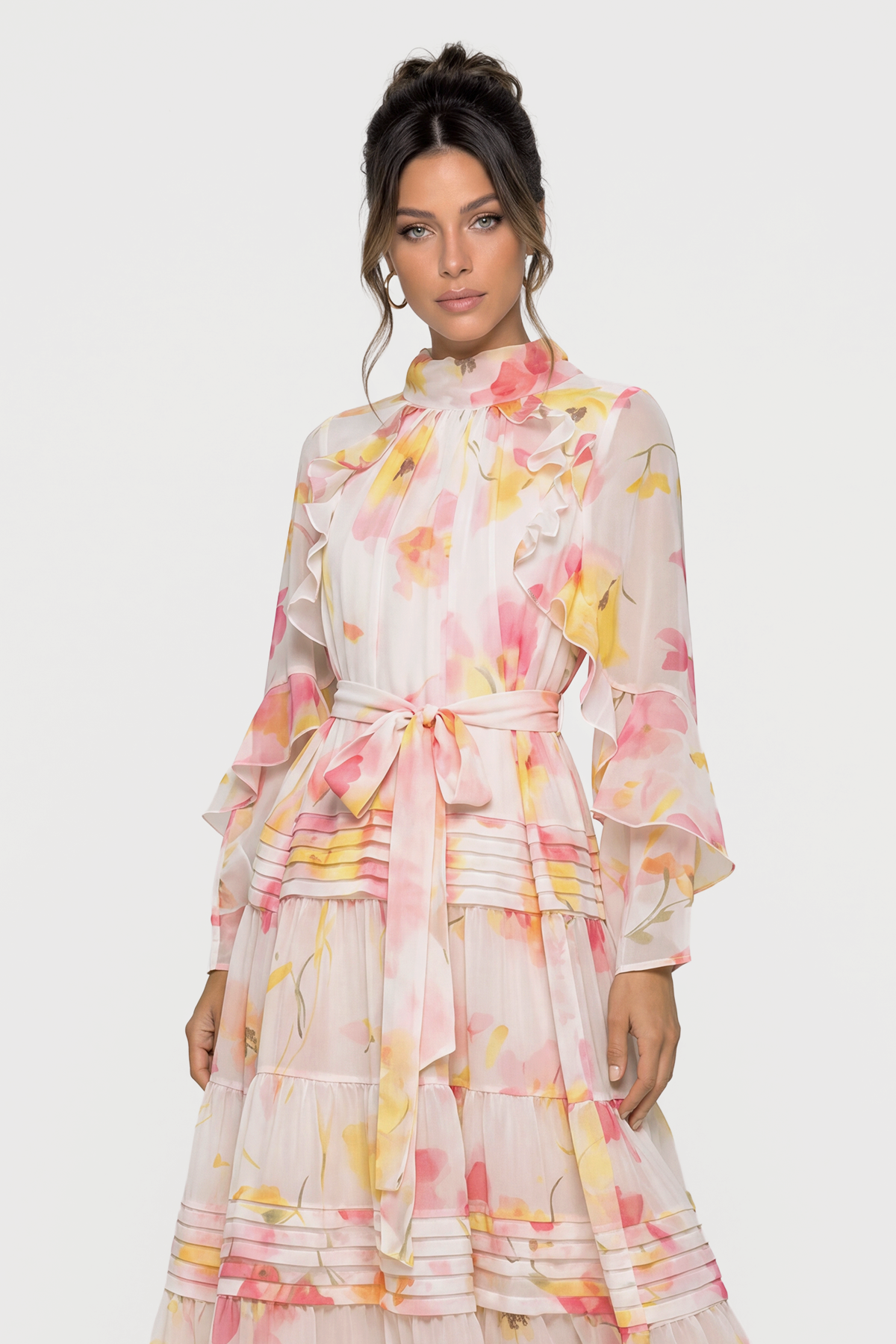 Kazuo Floral Ruffle Maxi Dress