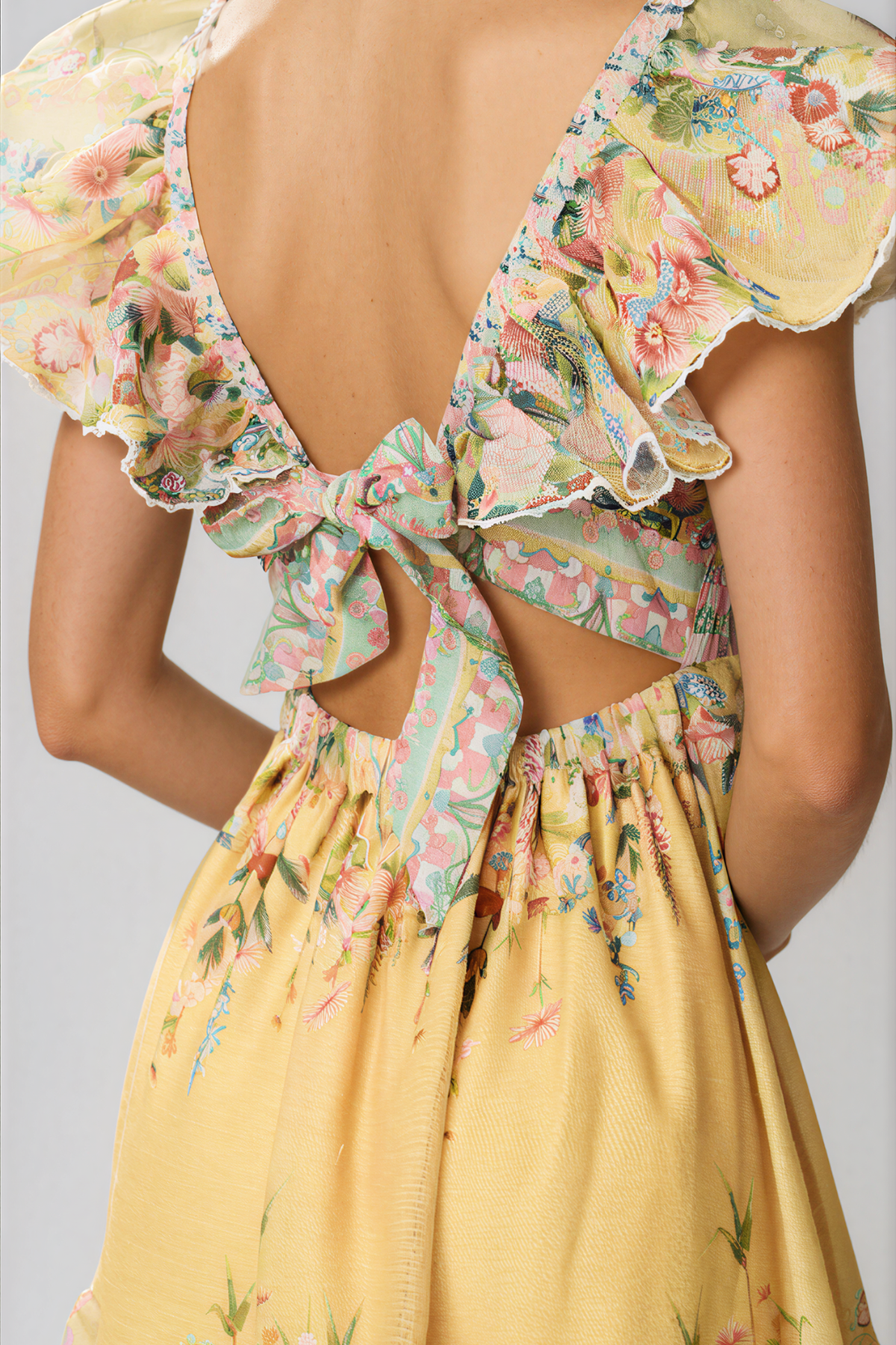 Kazutaka Ruffle Floral Midi Dress