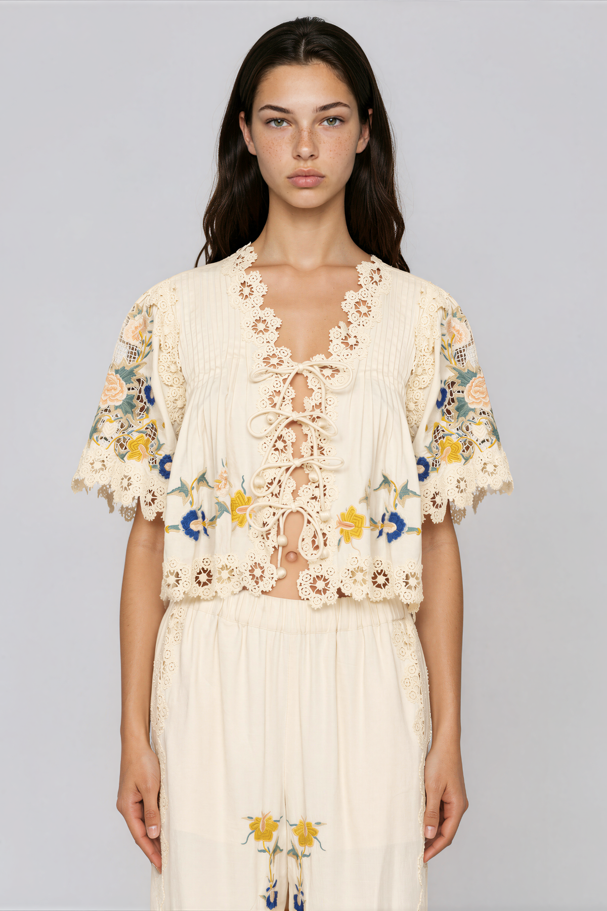 Kazuye Tie Up Floral Top