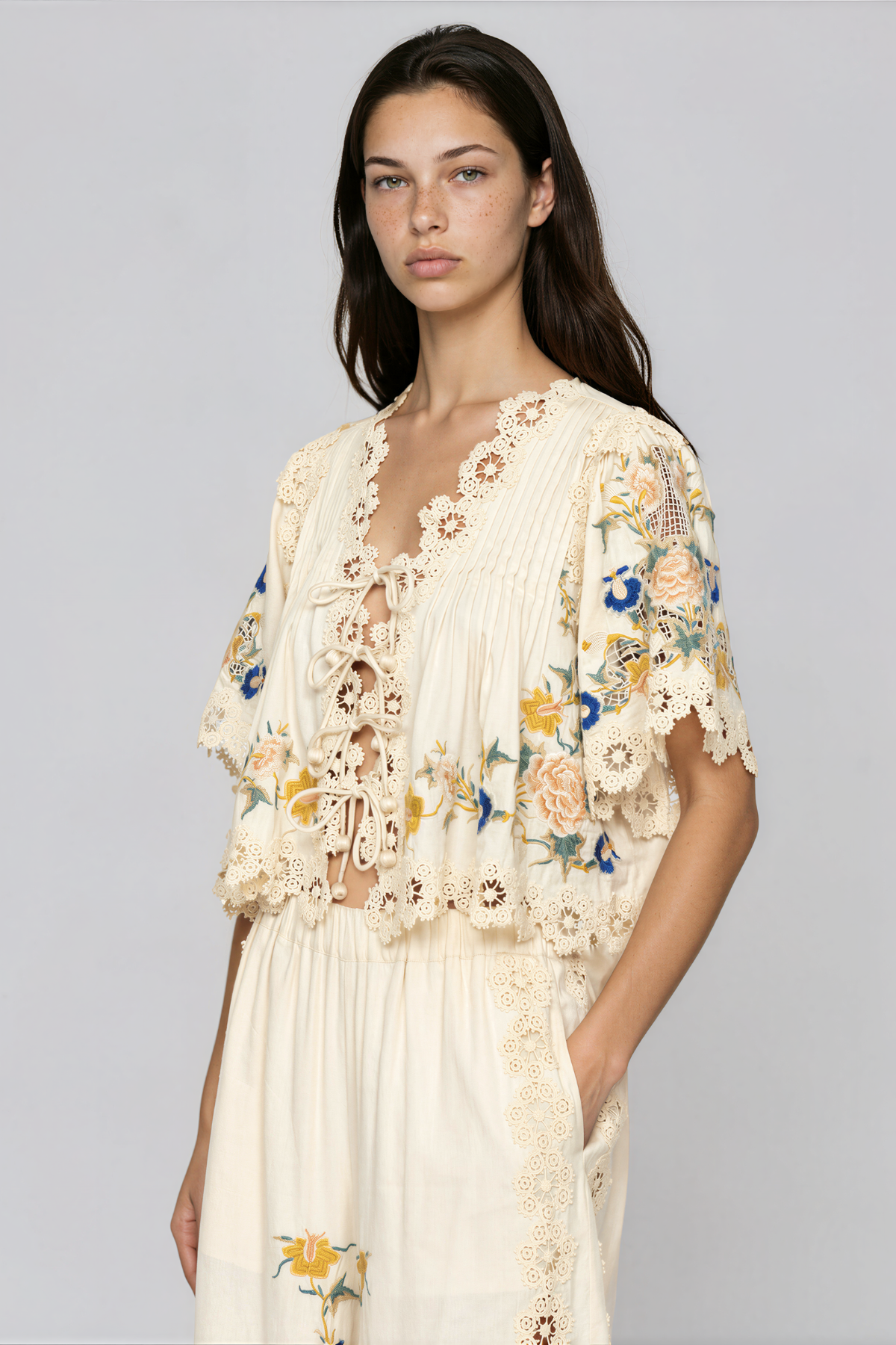 Kazuye Tie Up Floral Top