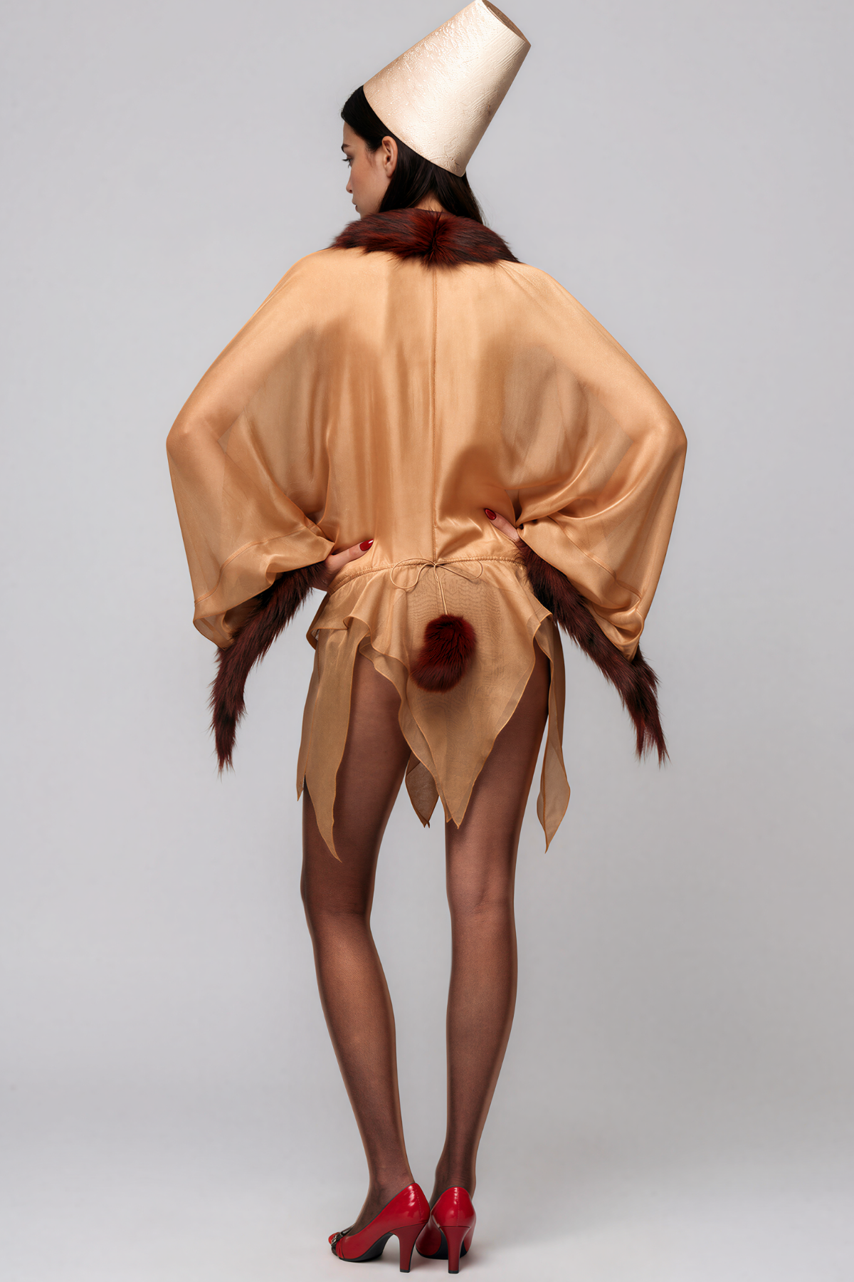 Kedma Plunge Faux Fur Mini Dress