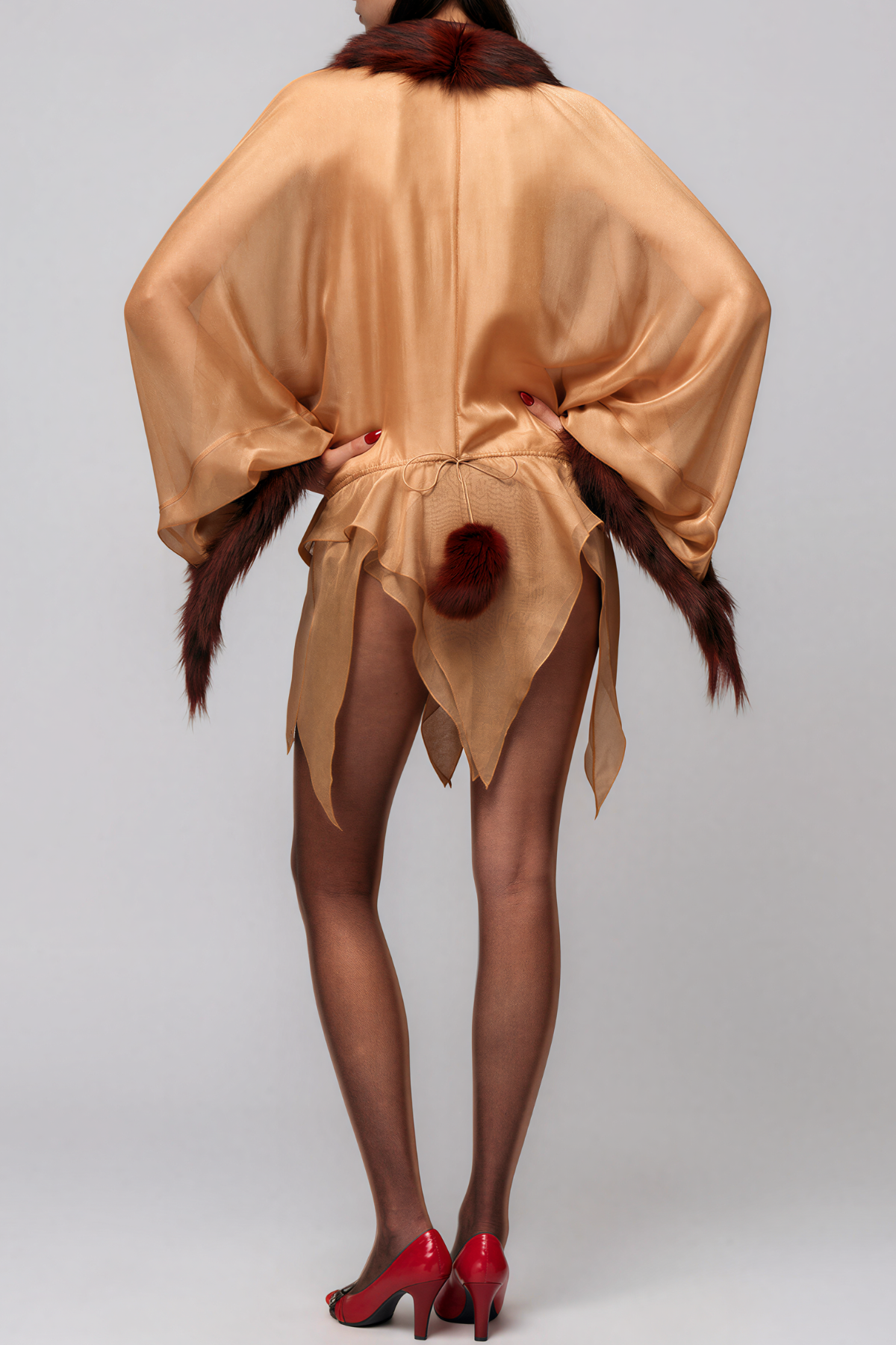 Kedma Plunge Faux Fur Mini Dress