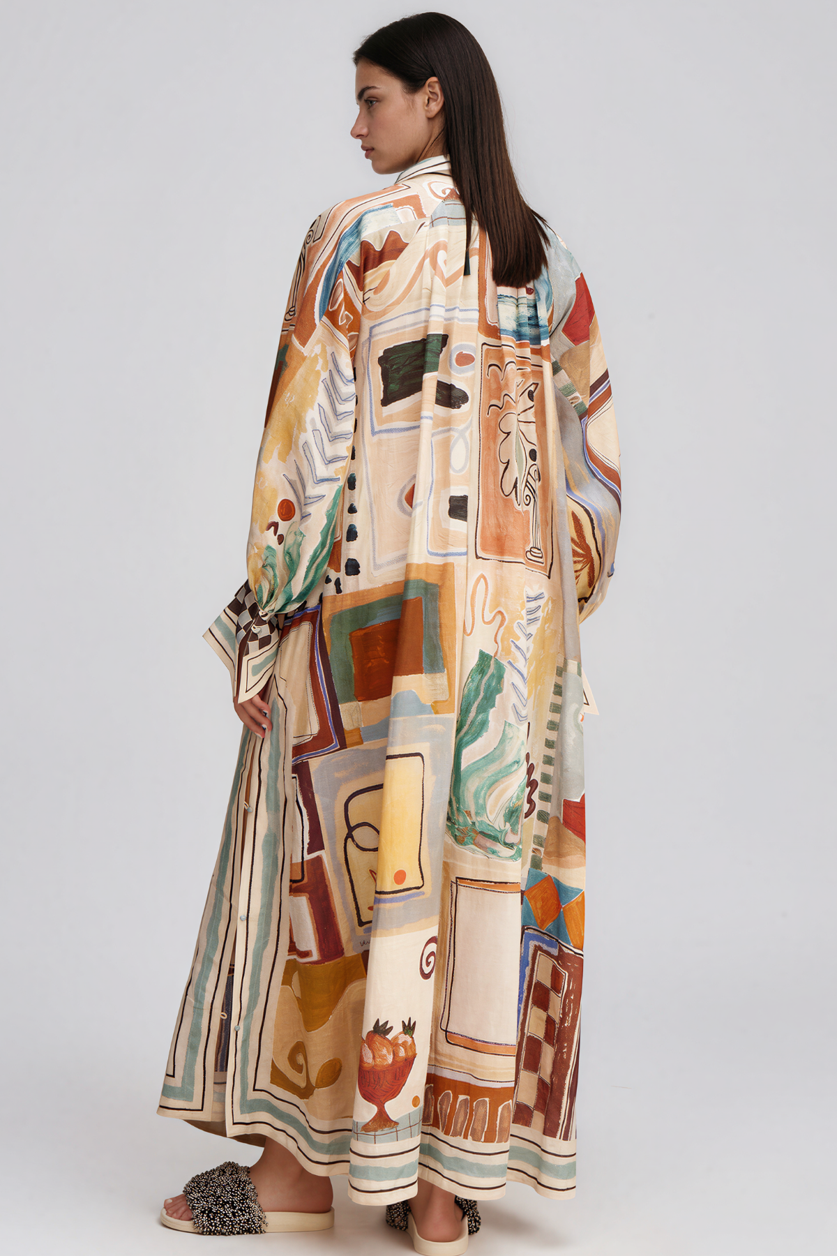 Keefer Balloon Sleeve Print Oversized Maxi Dress