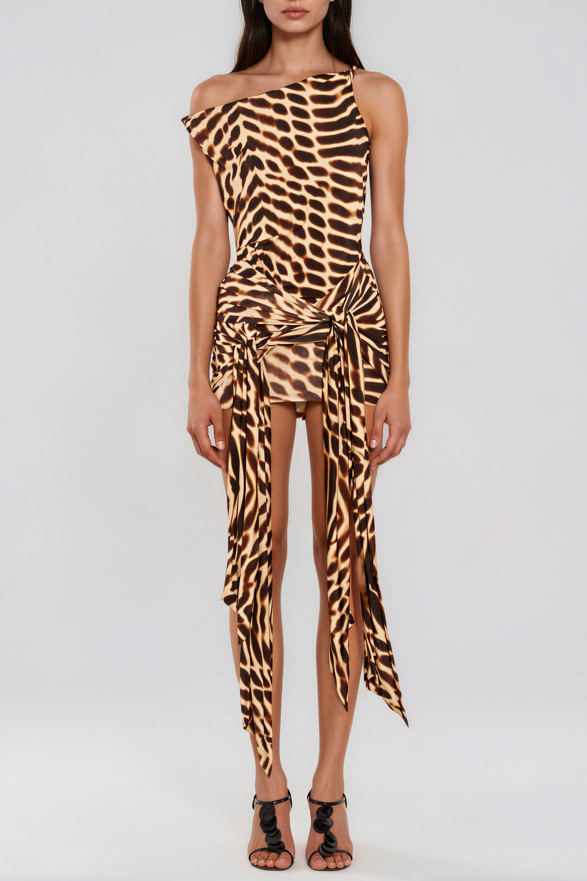 Keelan One Shoulder Leopard Print Mini Dress
