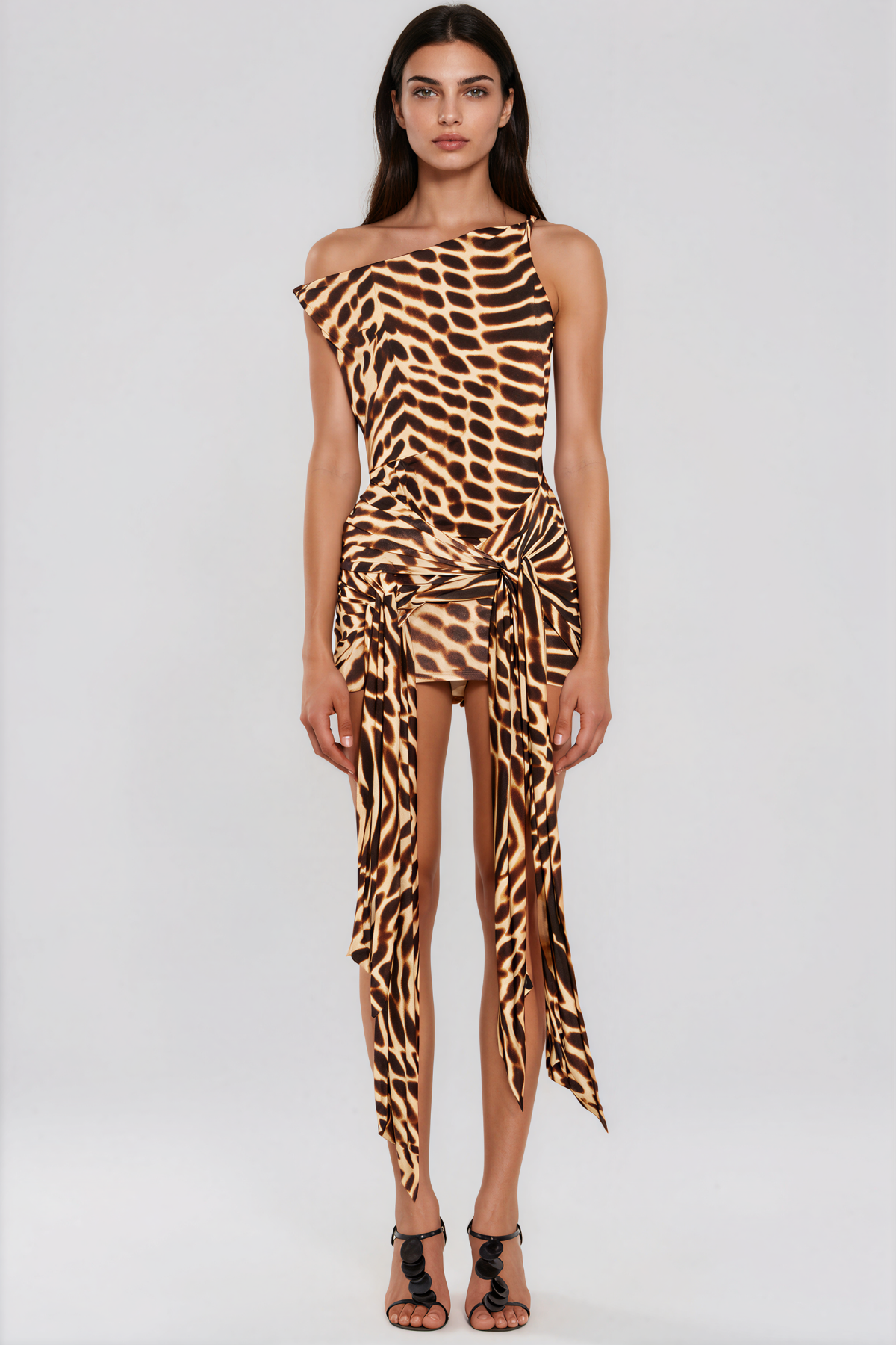 Keelan One Shoulder Leopard Print Mini Dress