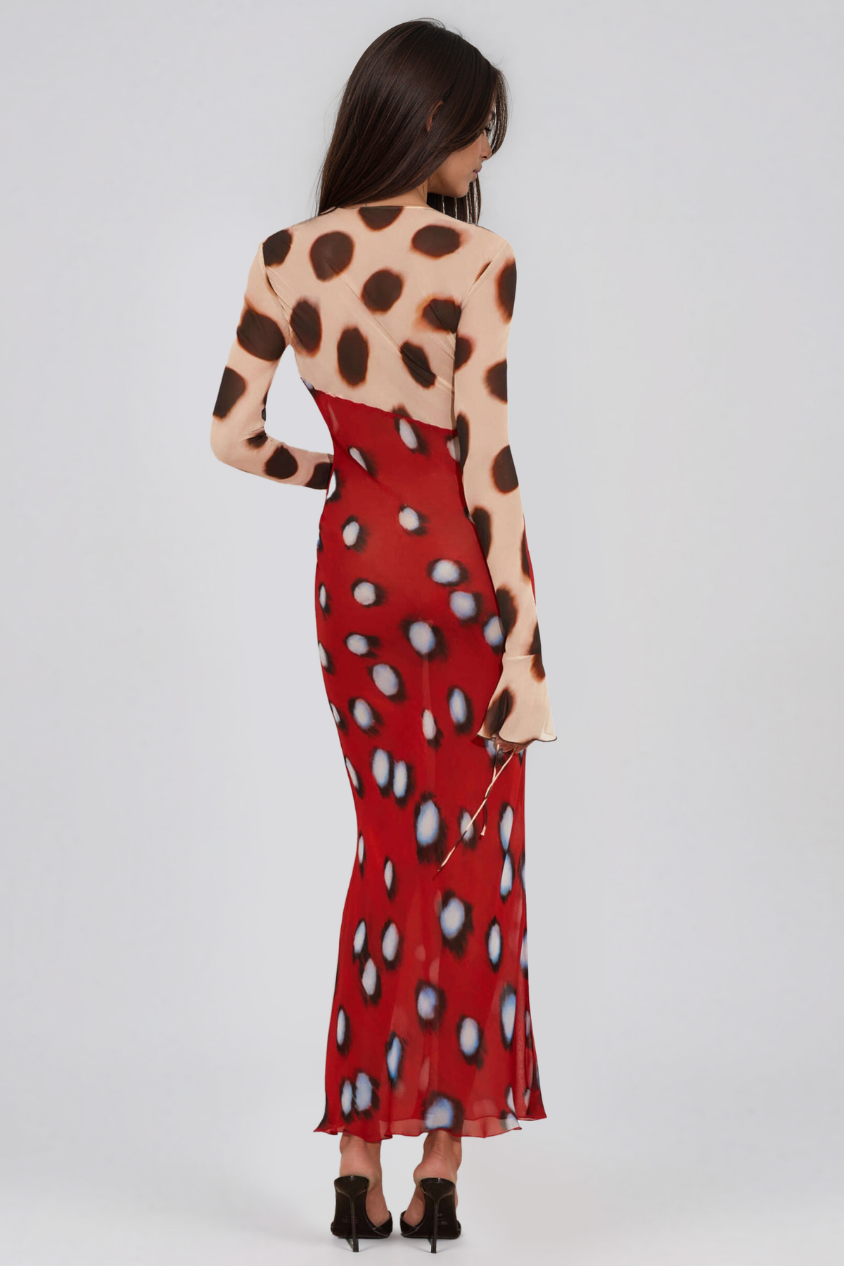 Keelan Plunge Tie Up Print Maxi Dress