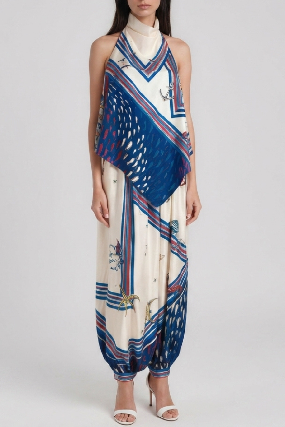 Keelia Halter Neck Print Pants Set