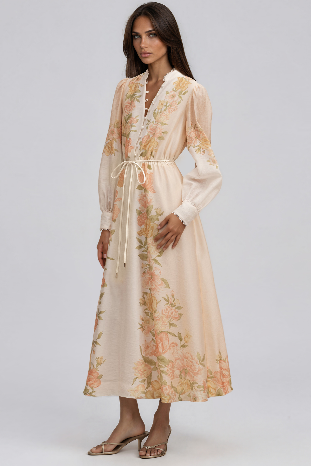 Keelin Balloon Sleeve Floral Maxi Dress