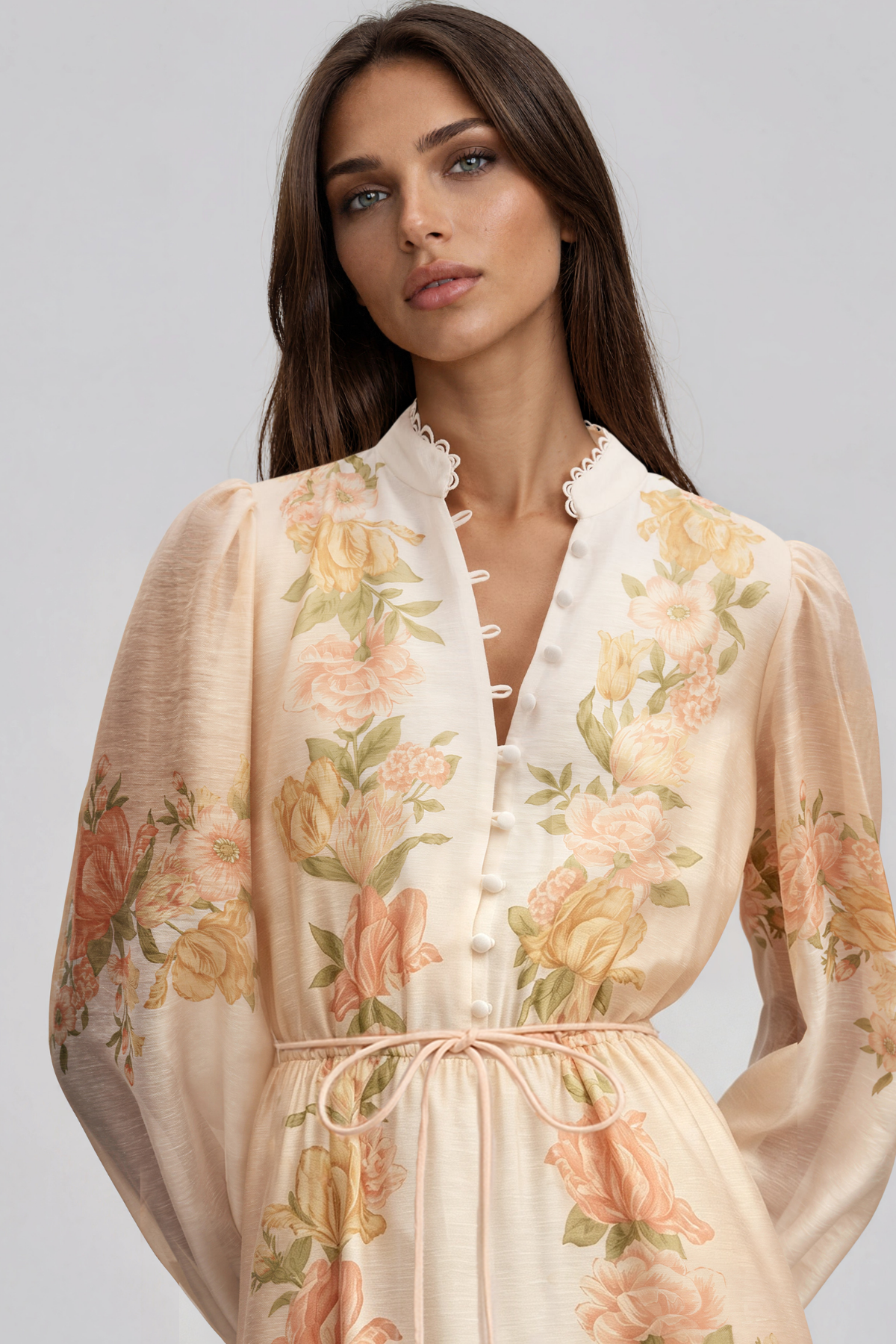 Keelin Balloon Sleeve Floral Maxi Dress