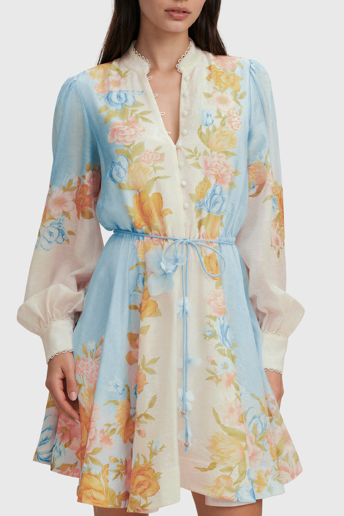Keelin Balloon Sleeve Floral Mini Dress