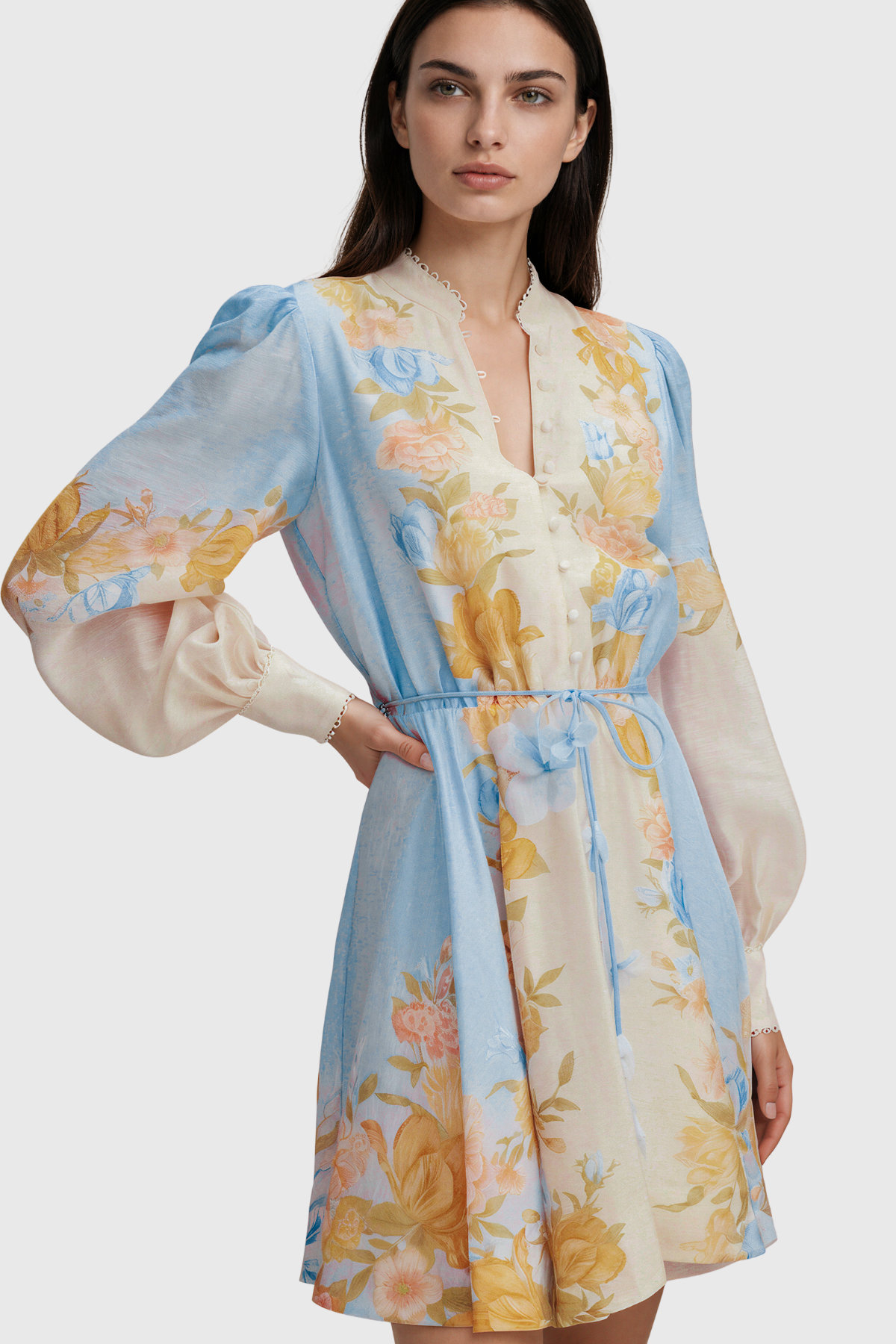 Keelin Balloon Sleeve Floral Mini Dress