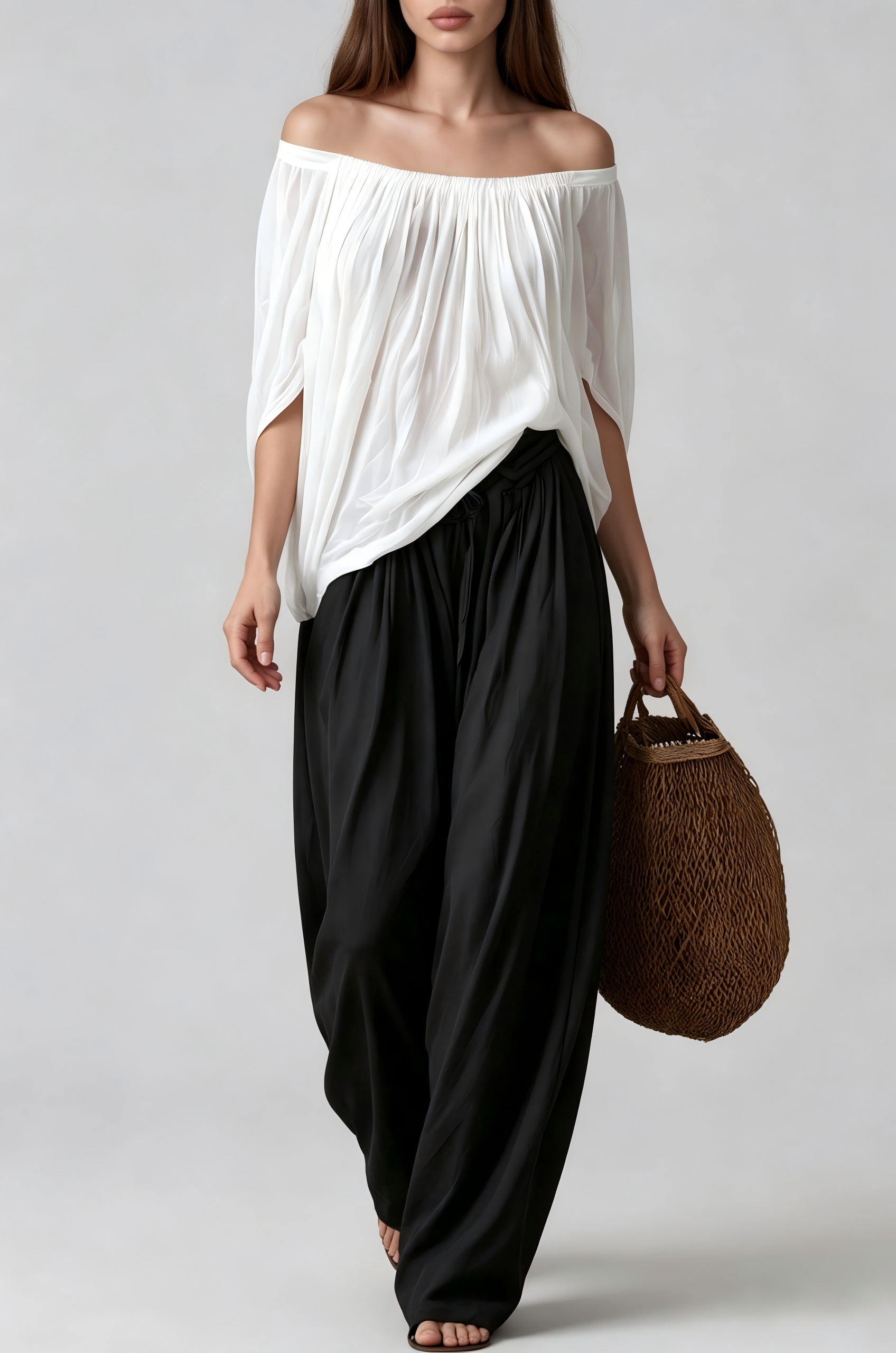Keena Off Shoulder Draped Pants Set