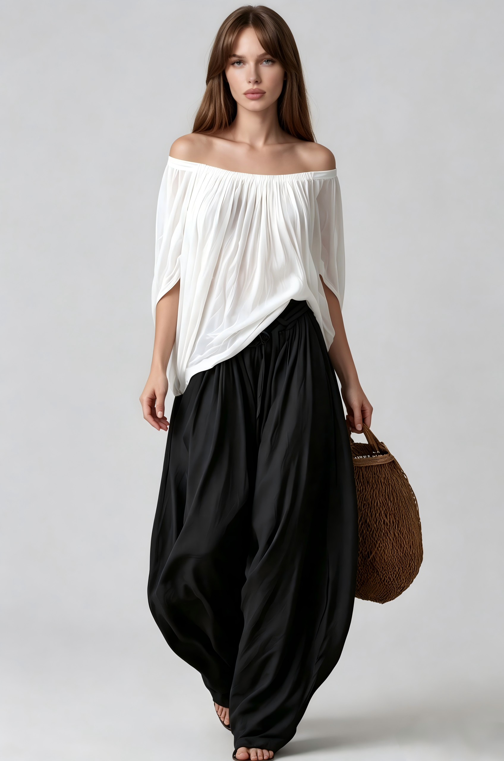 Keena Off Shoulder Draped Pants Set