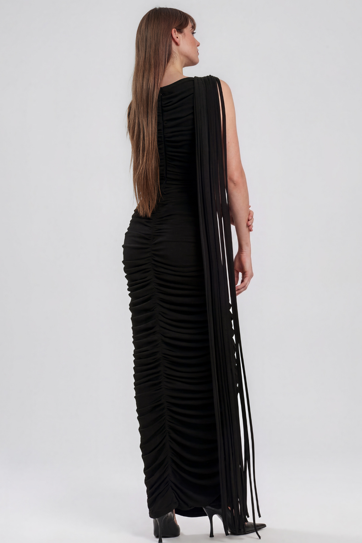 Keerthi Asymmetric Ruch Maxi Dress