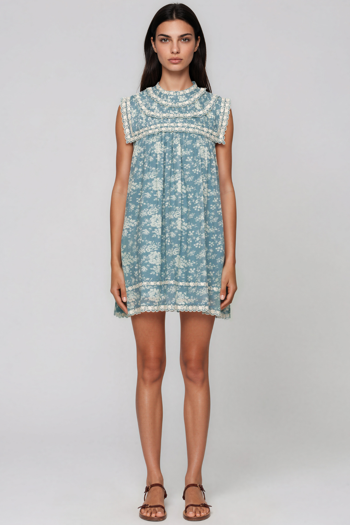 Keeton Sleeveless Embroidered Flower Mini Dress