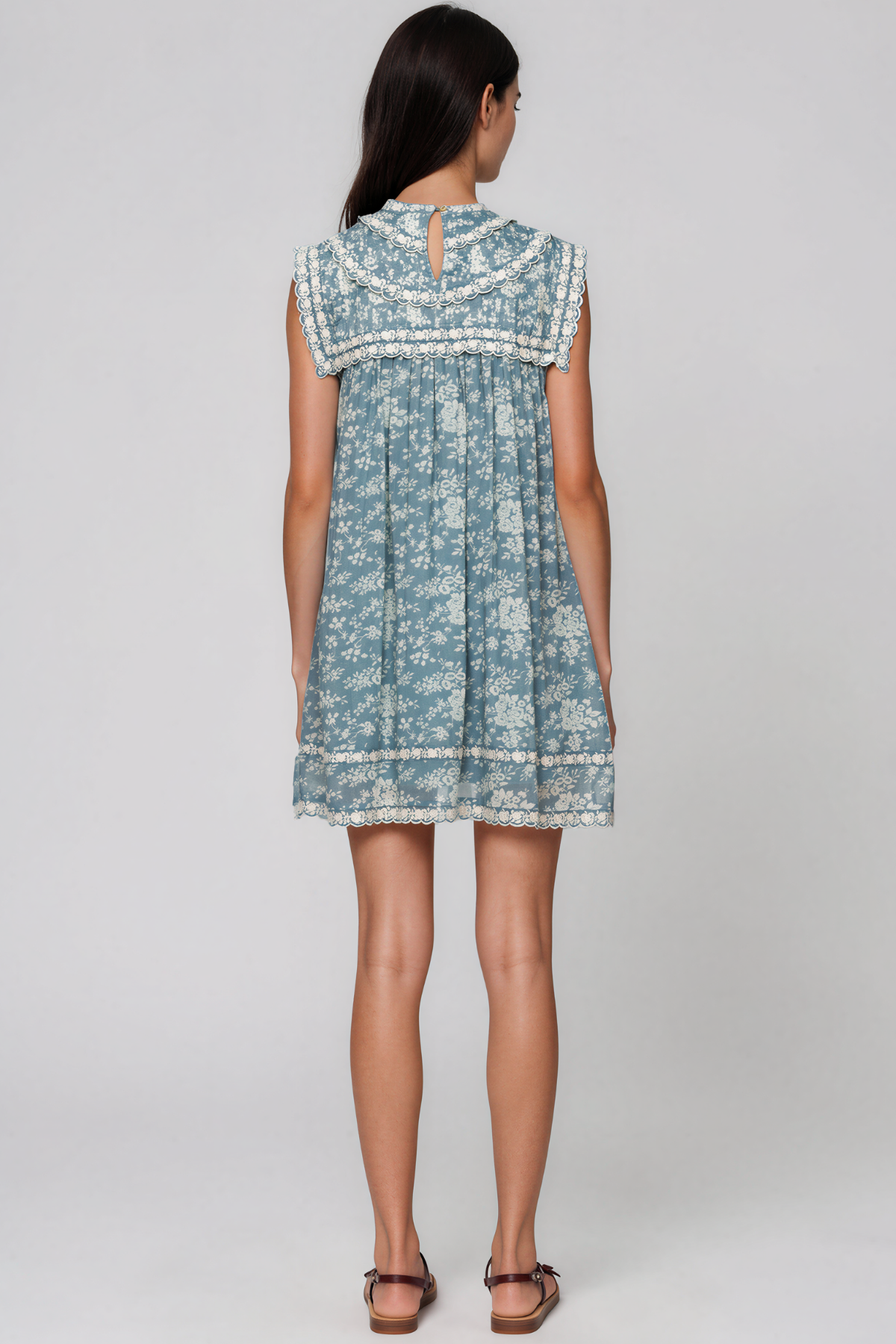 Keeton Sleeveless Embroidered Flower Mini Dress