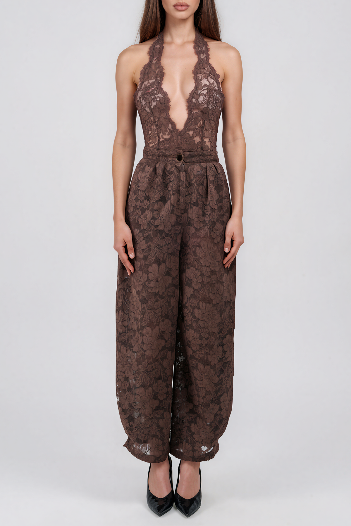 Keeya Halter Neck Lace Jumpsuit