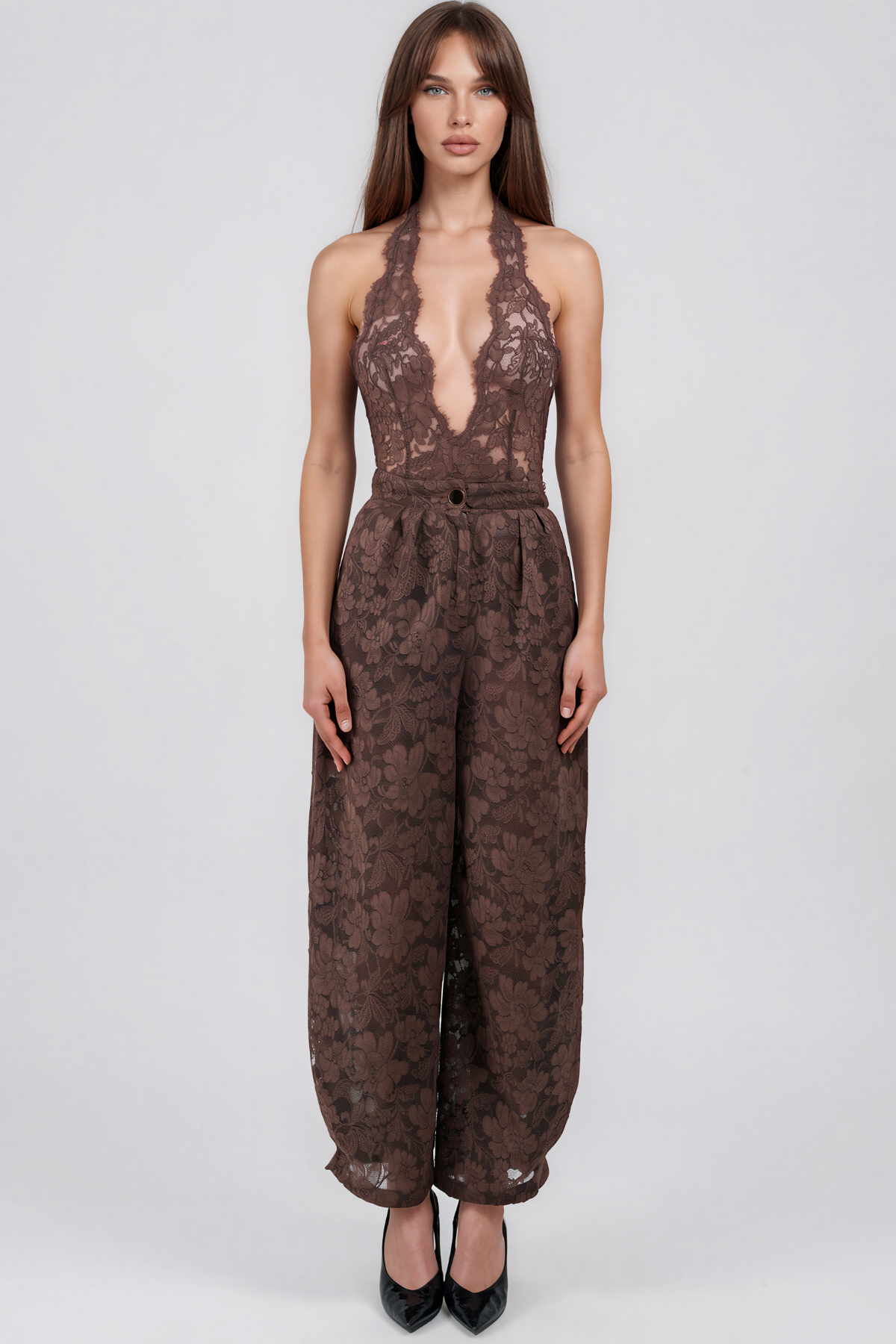 Keeya Halter Neck Lace Jumpsuit