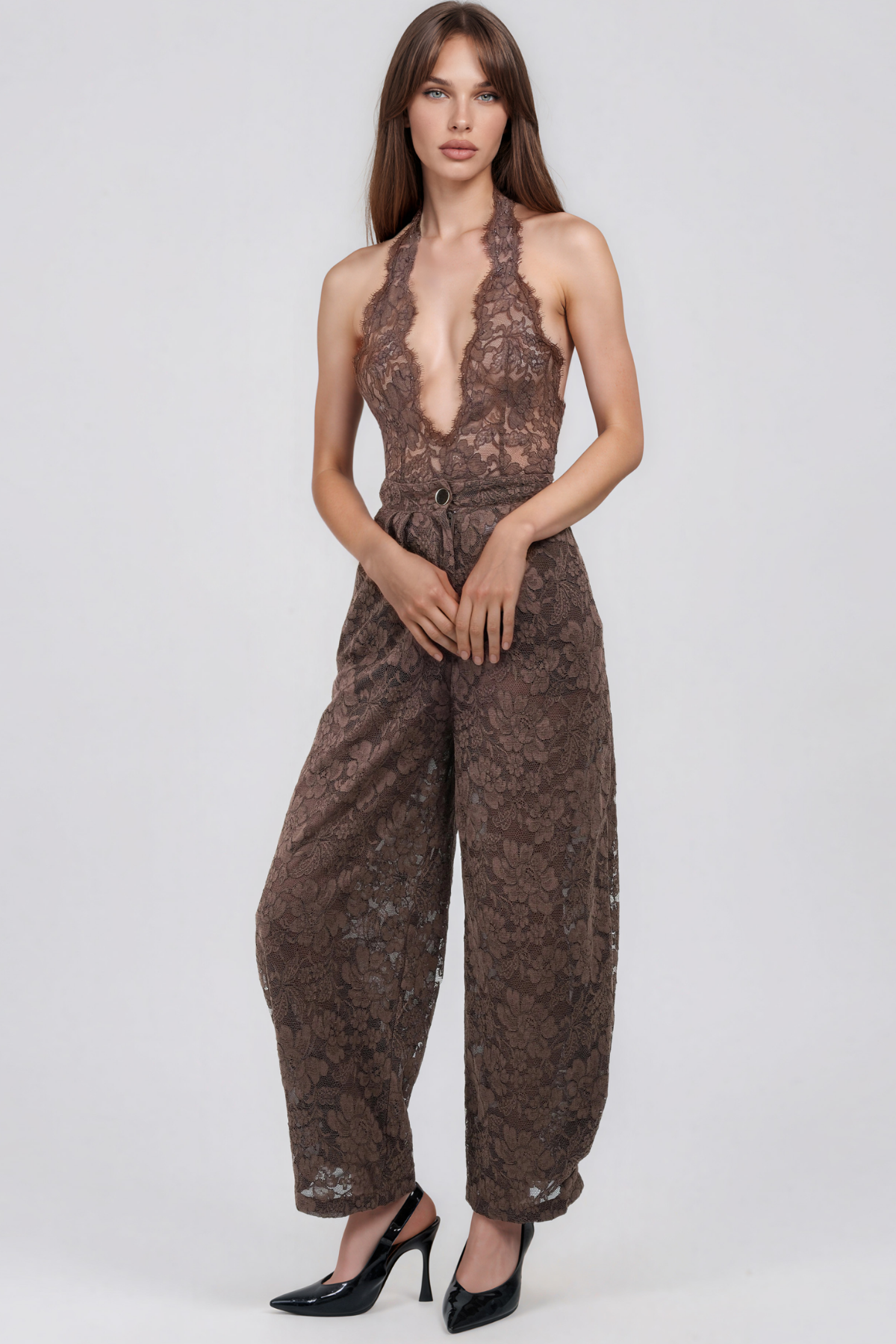 Keeya Halter Neck Lace Jumpsuit