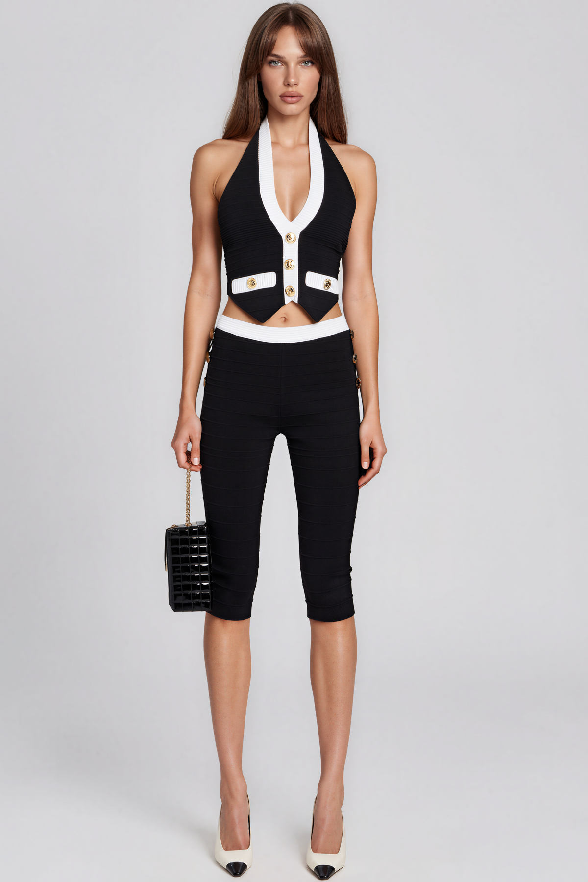 Kehinde Halter Neck Button Capri Pants Set