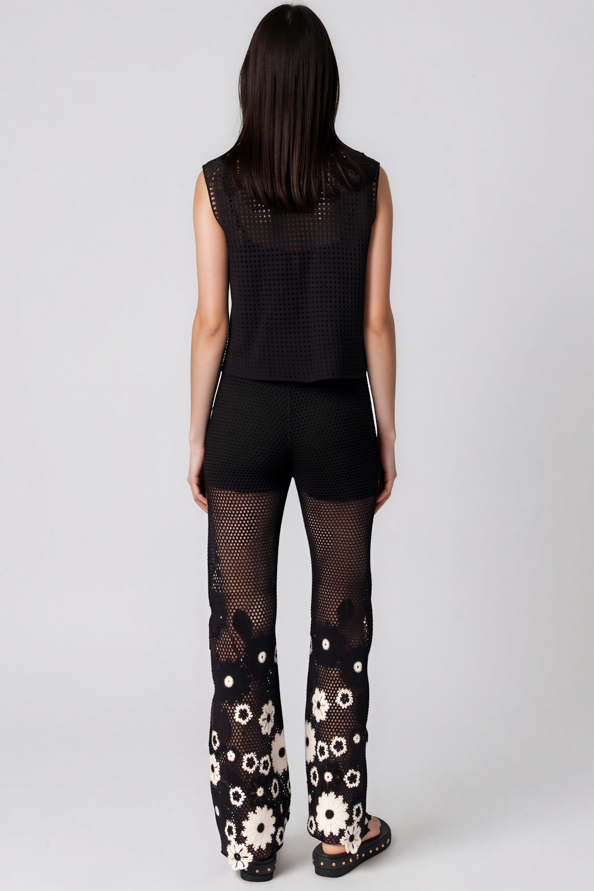 Kehlani Sleeveless Knit Cutout Flower Pants Set