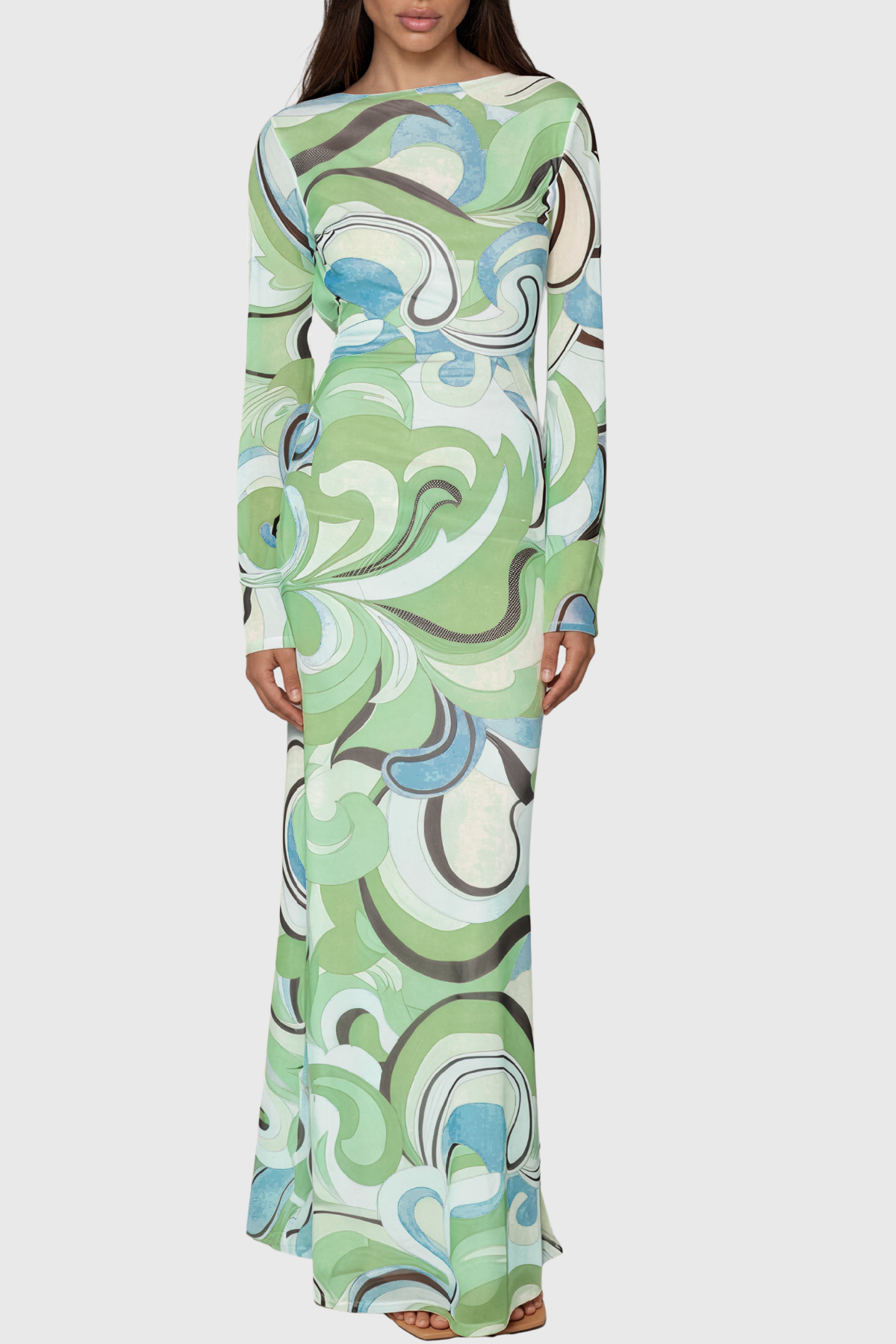 Keira Long Sleeve Print Maxi Dress