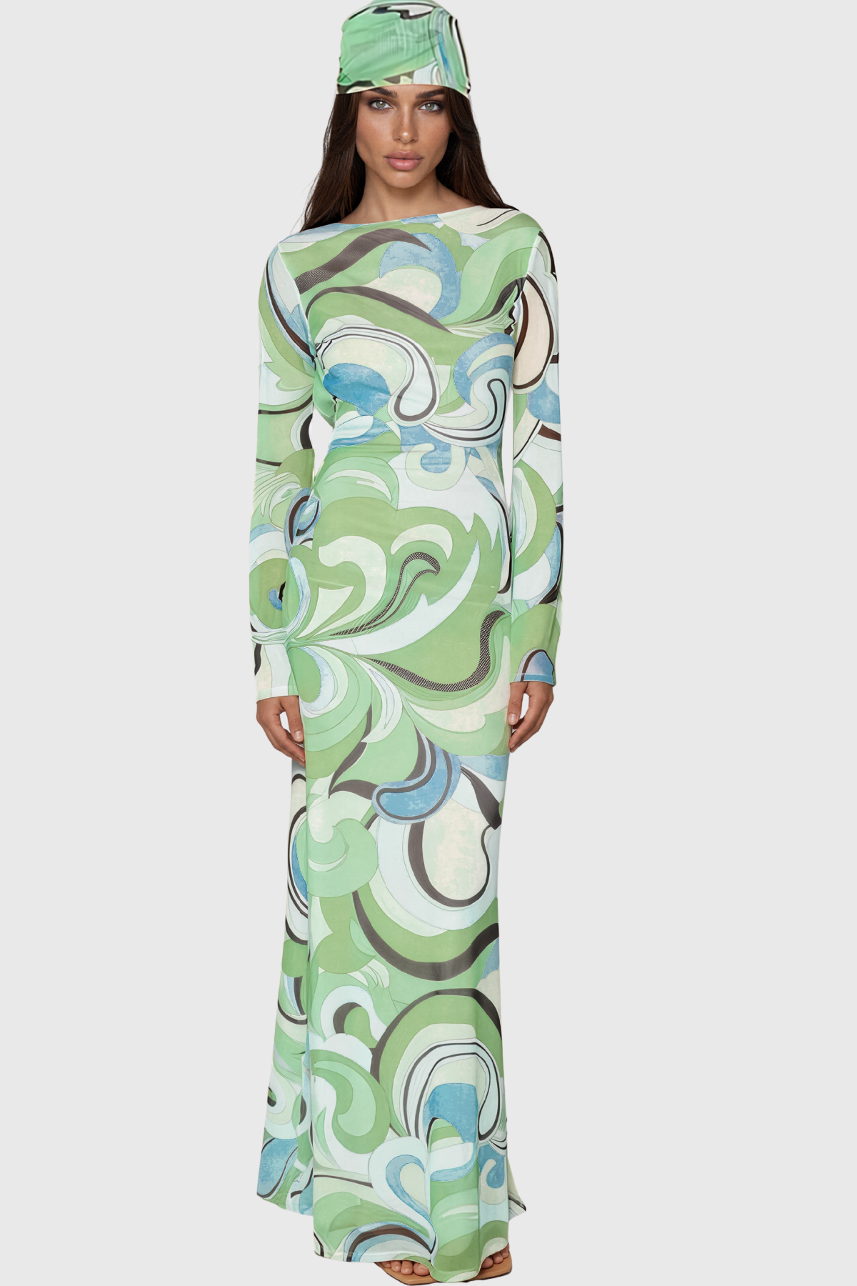 Keira Long Sleeve Print Maxi Dress