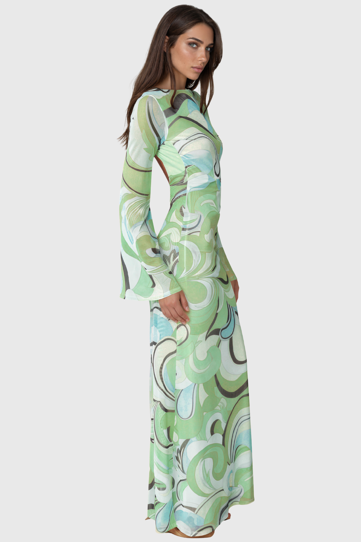 Keira Long Sleeve Print Maxi Dress