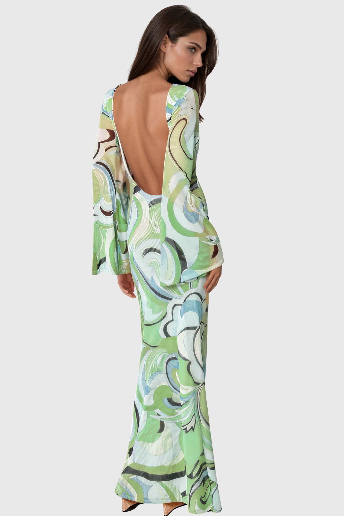 Keira Long Sleeve Print Maxi Dress